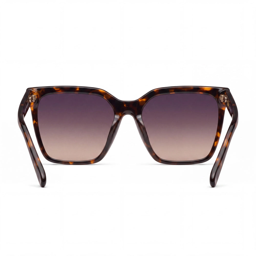 QUAY AUSTRALIA Level Up Women's Tortoise Square Sunglasses, Smoke Taupe Polarized UV Lenses 58mm