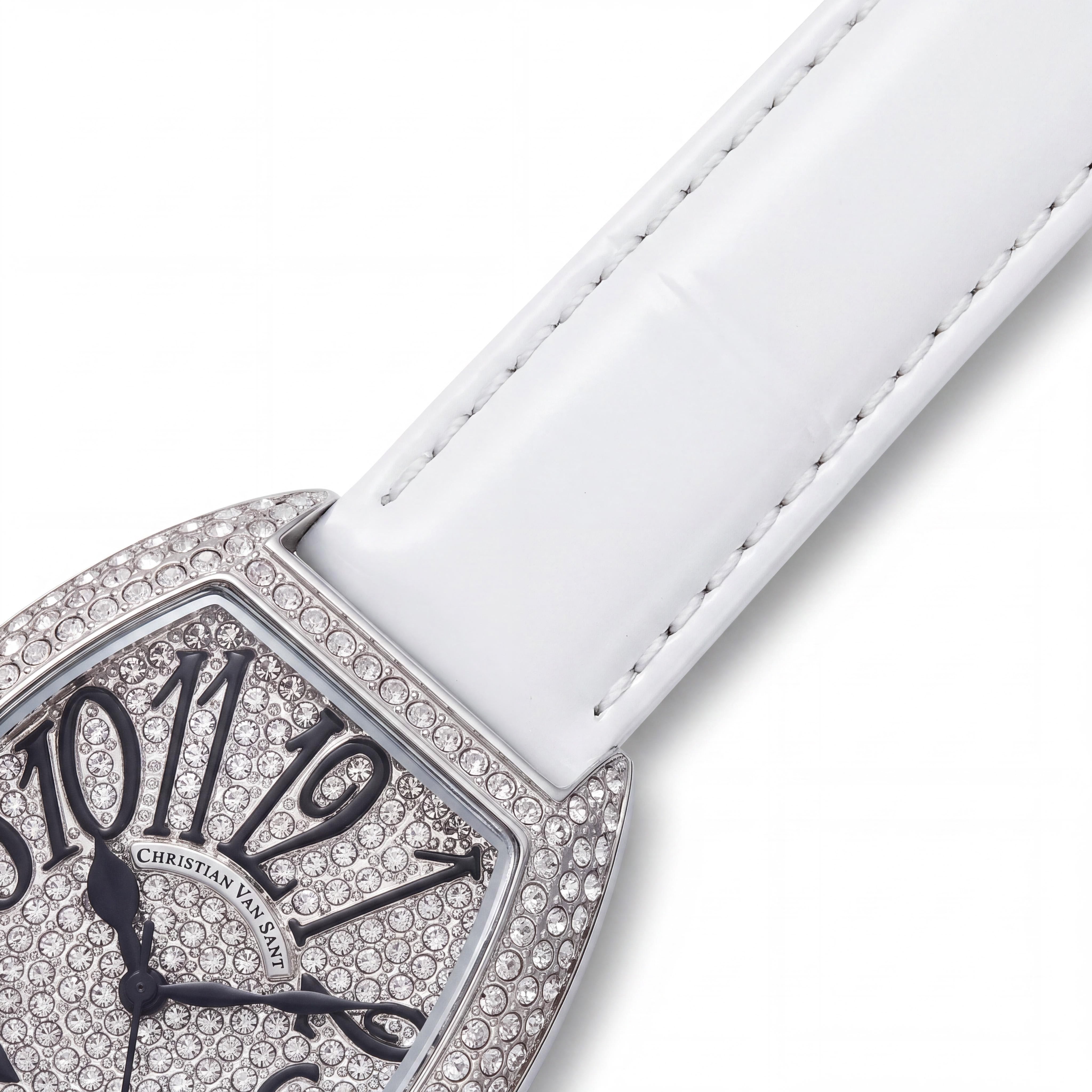Christian Van Sant CV4821W Quartz Movement Women's White Watch with Crystals, Timer, Slide-Rule, Water Resistance & Scratch Resistant Mineral Crystal, Photo 3