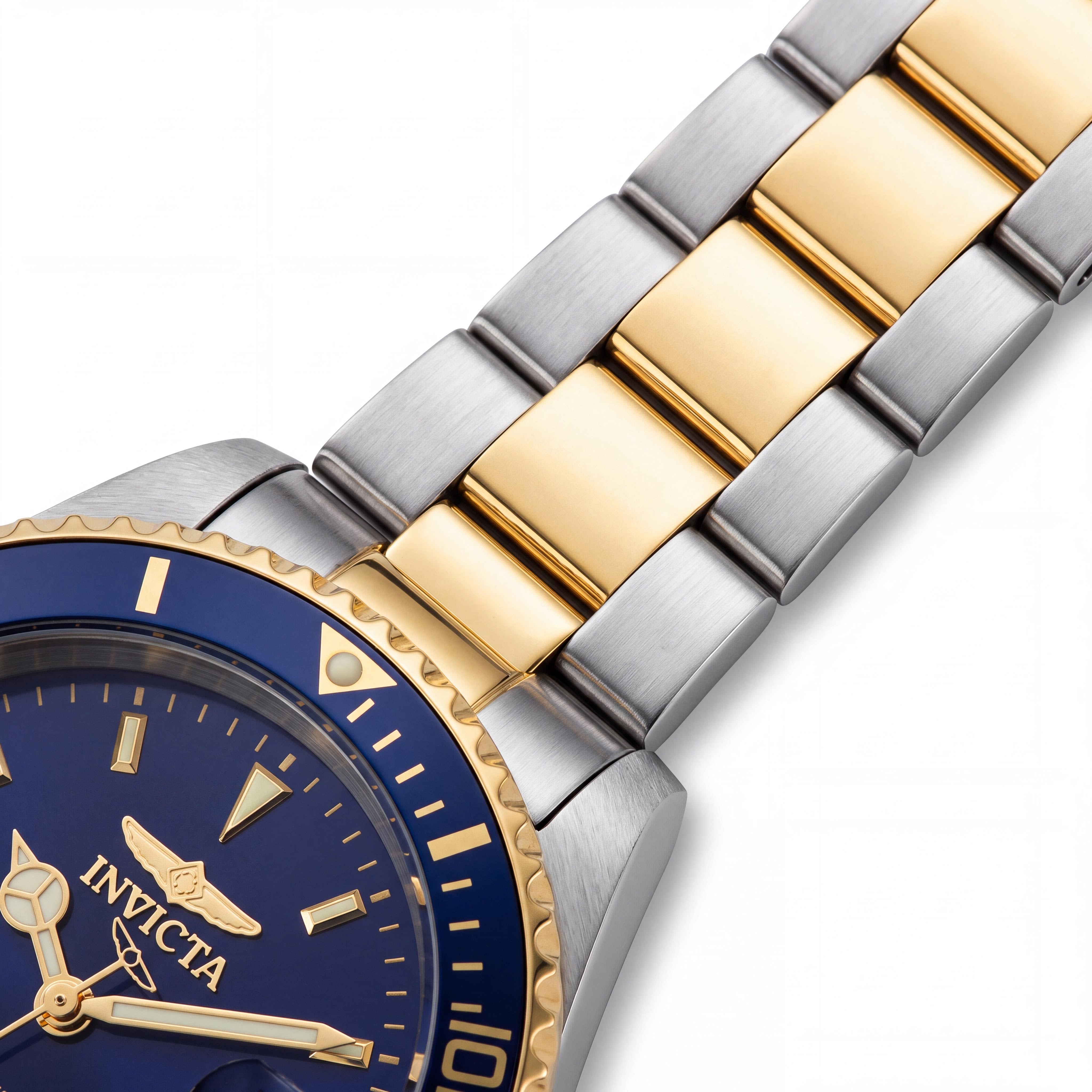 Invicta Bracelet Women's Two-Tone Stainless Steel Gold-Tone & Blue Luminous Dive 40mm Quartz Watch, Photo 2