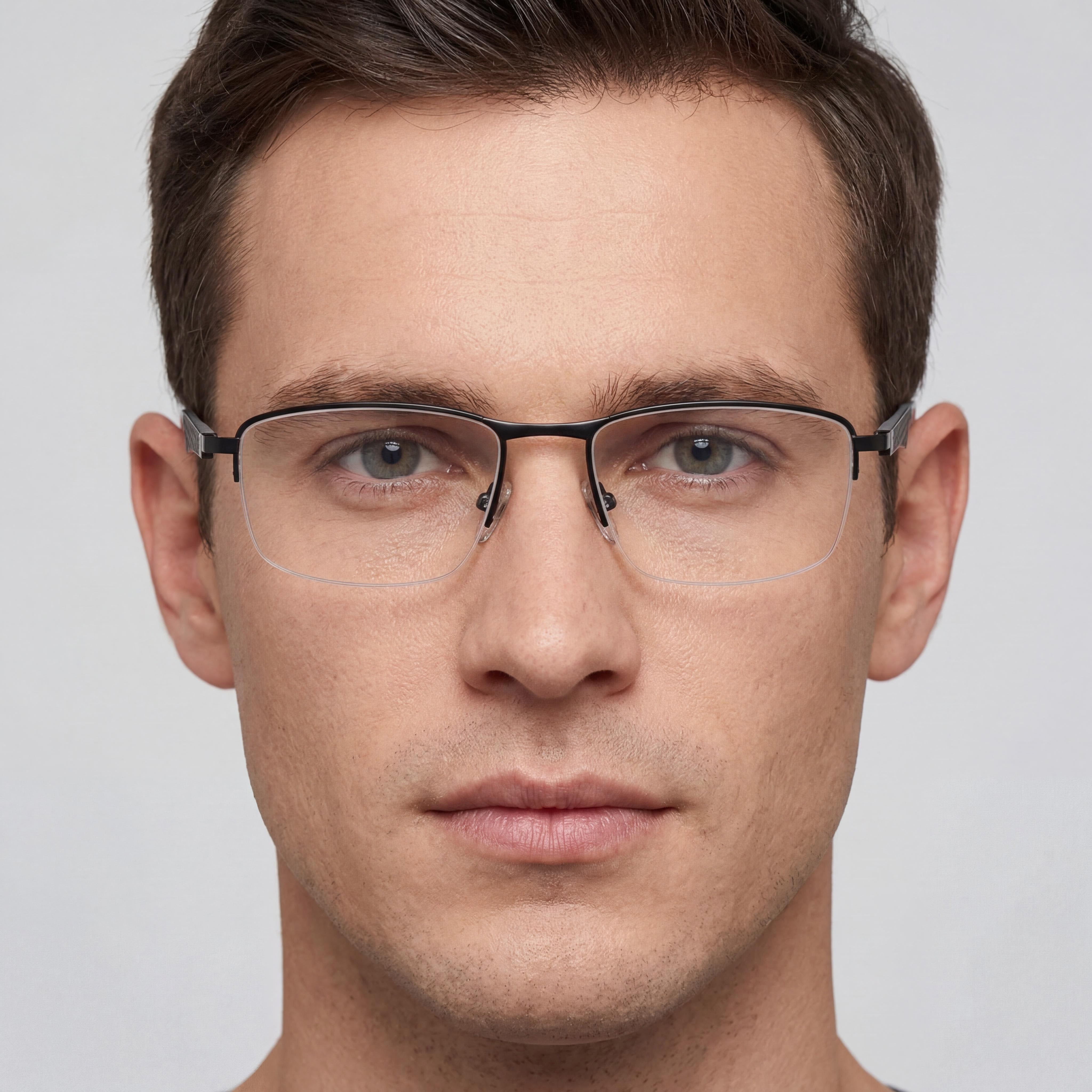 Fila classical Men's Stainless Steel Eyeglasses Semi Matt Black 55-18-140 with Clear Demo Lenses, Prescription Ready, Photo 4