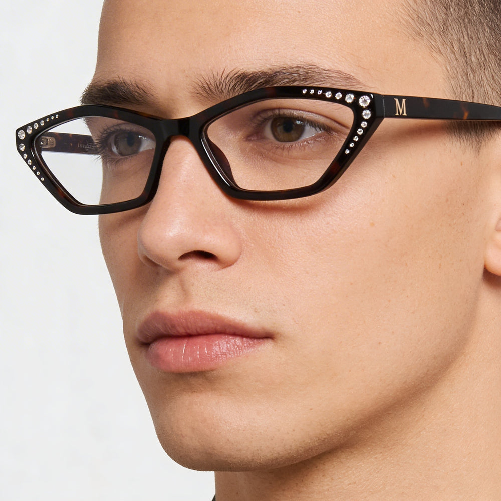 Gafas Guess Gm50002 para hombre, color Habana oscuro, montura inyectada, lentes transparentes, 54 mm