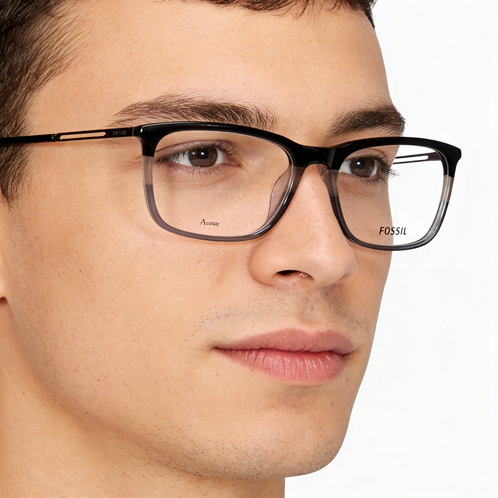 Gafas de sol Fossil Modern para hombre, armazón de acetato negro y gris, con lentes de policarbonato, ancho de lente de 56 mm, Photo 3
