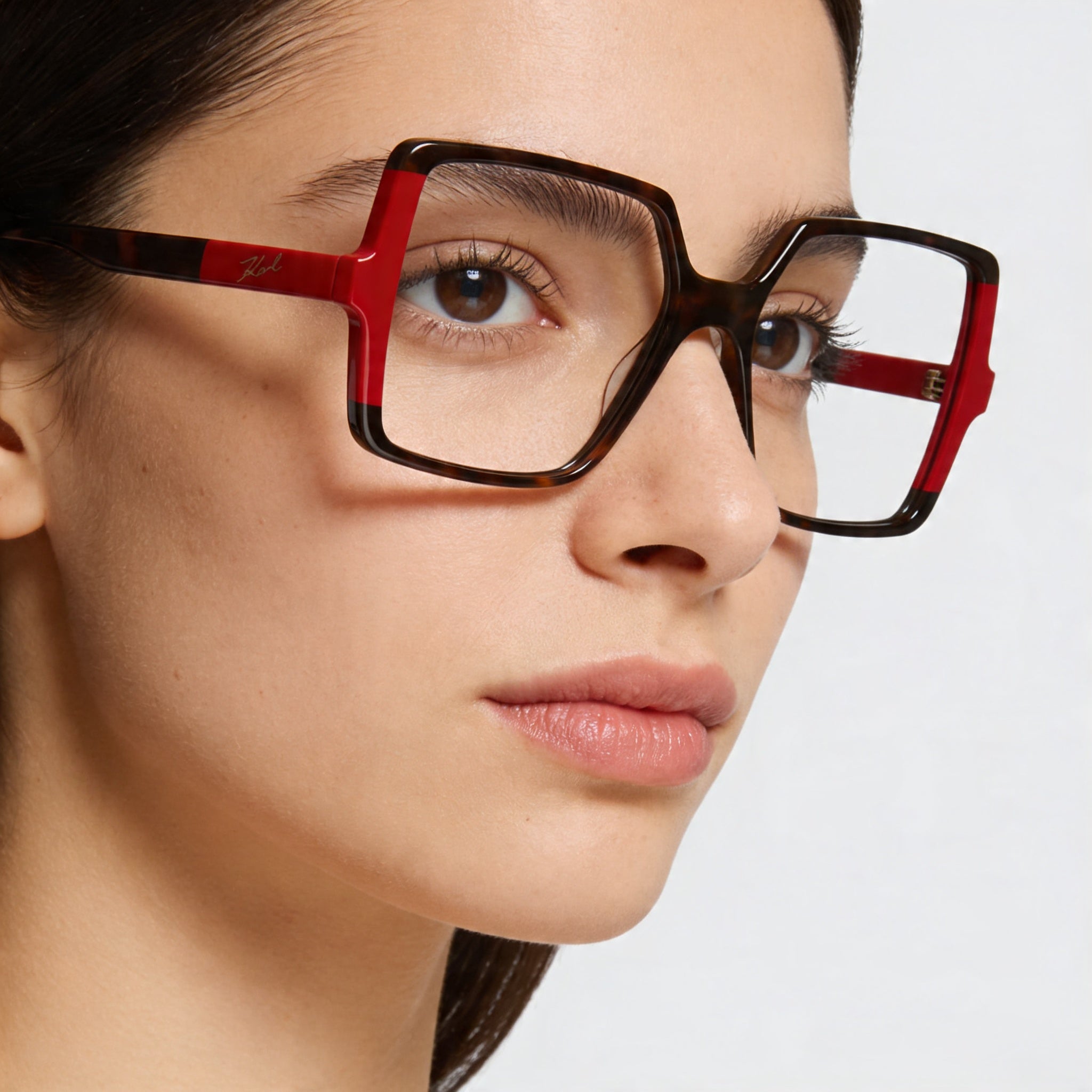 KARL LAGERFELD Kl6169 Women's Acetate Eyeglasses with Dark Tortoise/Red Frame 54-17-140, Photo 4