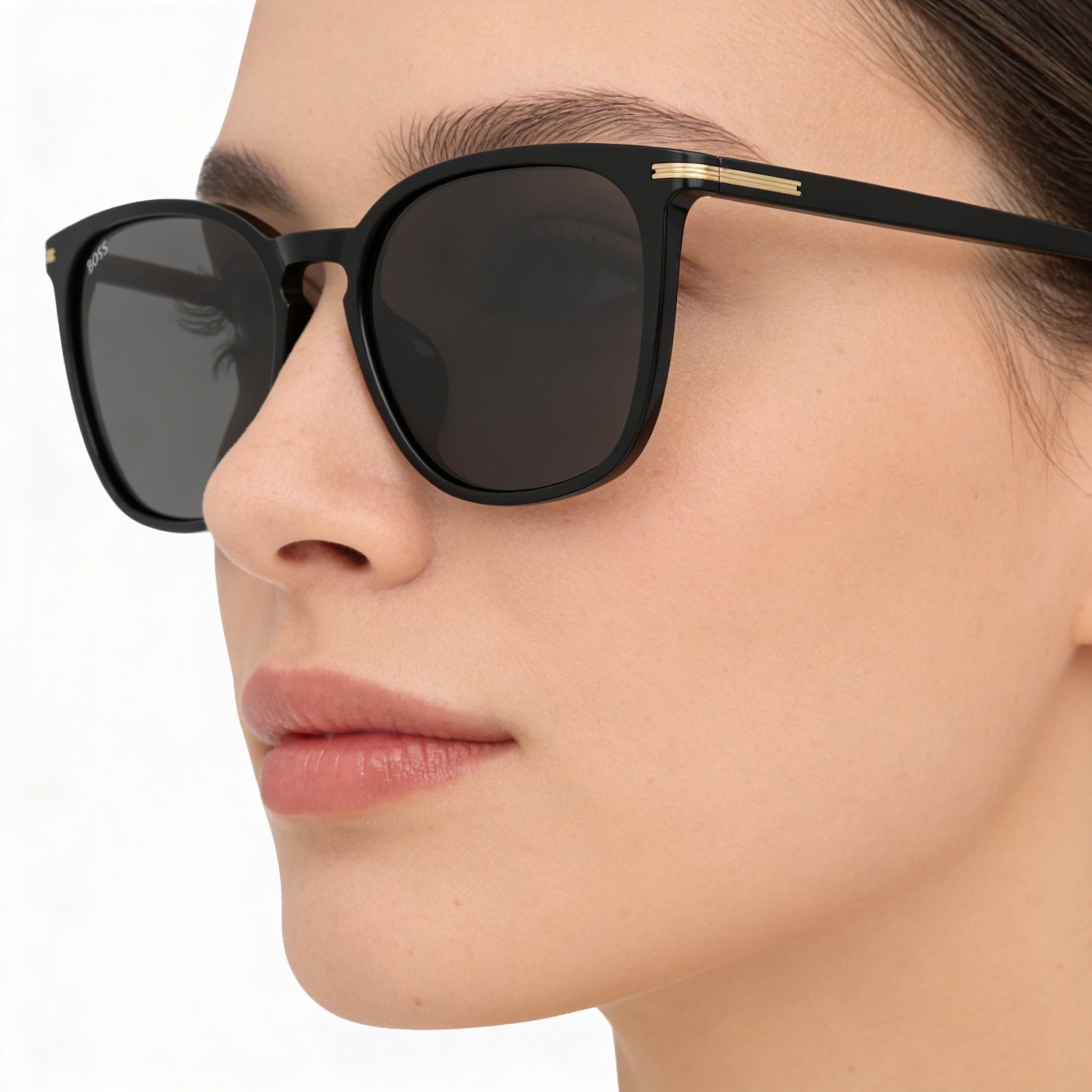 Hugo Boss Modern Women's Sunglasses, Black Eco Acetate Frame, Black Lens, 100% UV Protection, 56mm, Photo 4