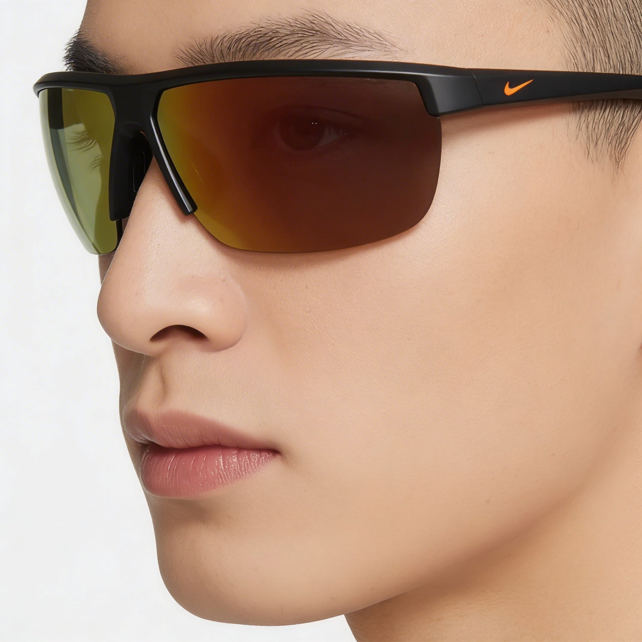 Gafas de sol Nike Tempest unisex de plástico con protección UV, armazón naranja Gridiron, lentes de espejo marrones y naranjas, 60 mm, Photo 4