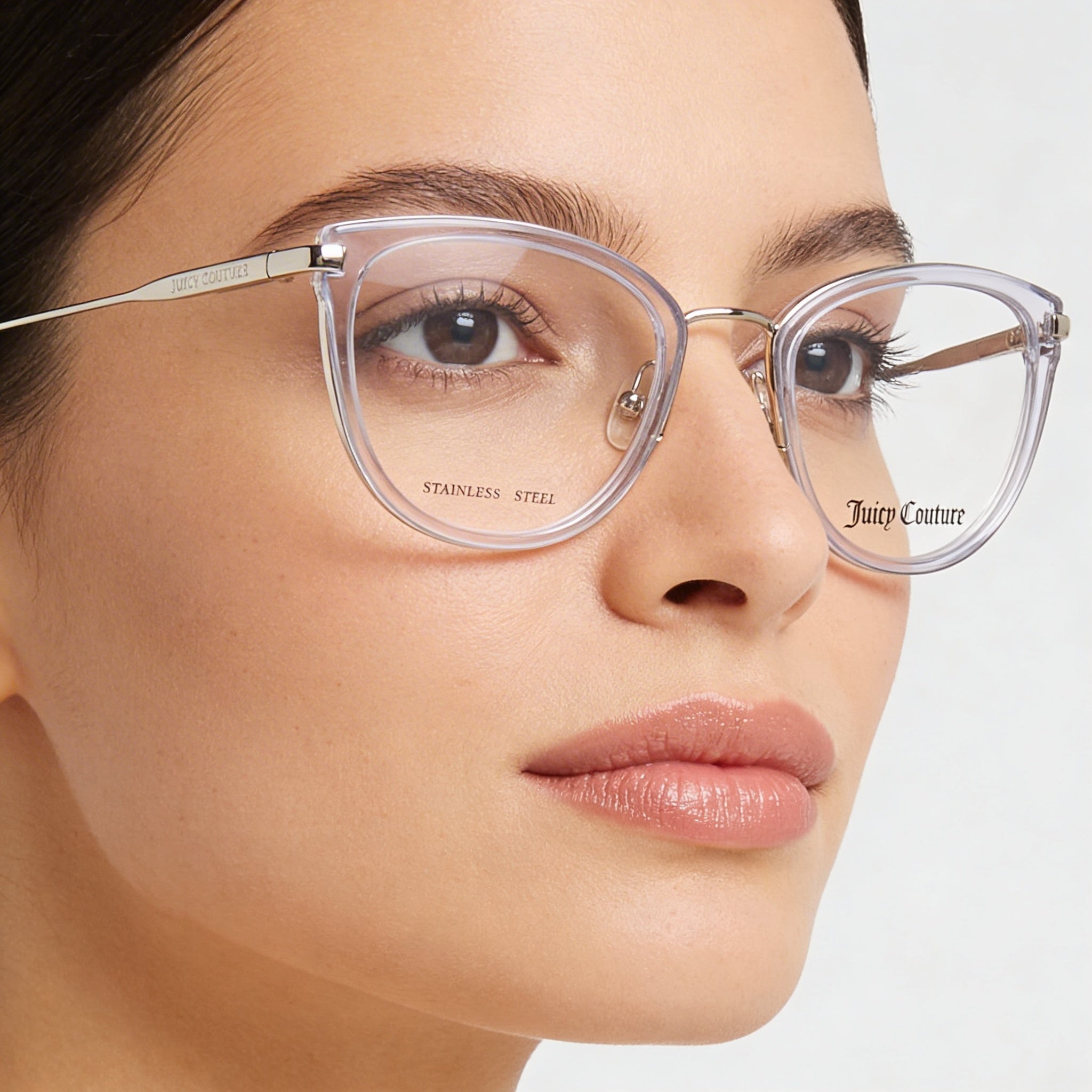 Gafas de sol Juicy Couture Modern Cat Eye para mujer, montura de poliamida azul celeste transparente, 50 mm, Photo 3