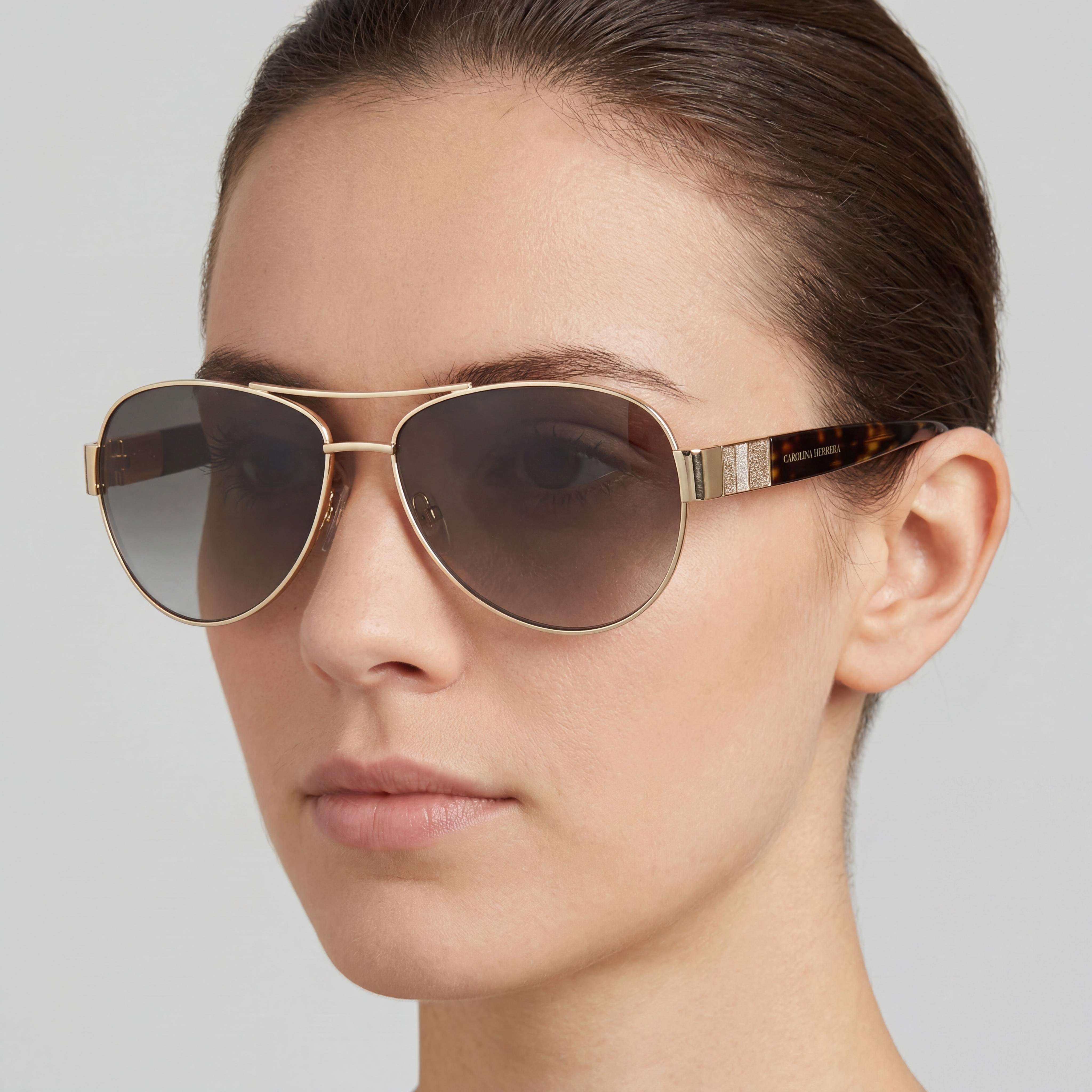 Carolina Herrera Classic Unisex Metal Rose Gold Frame Brown Shaded UV Protected Sunglasses 59mm, Photo 4