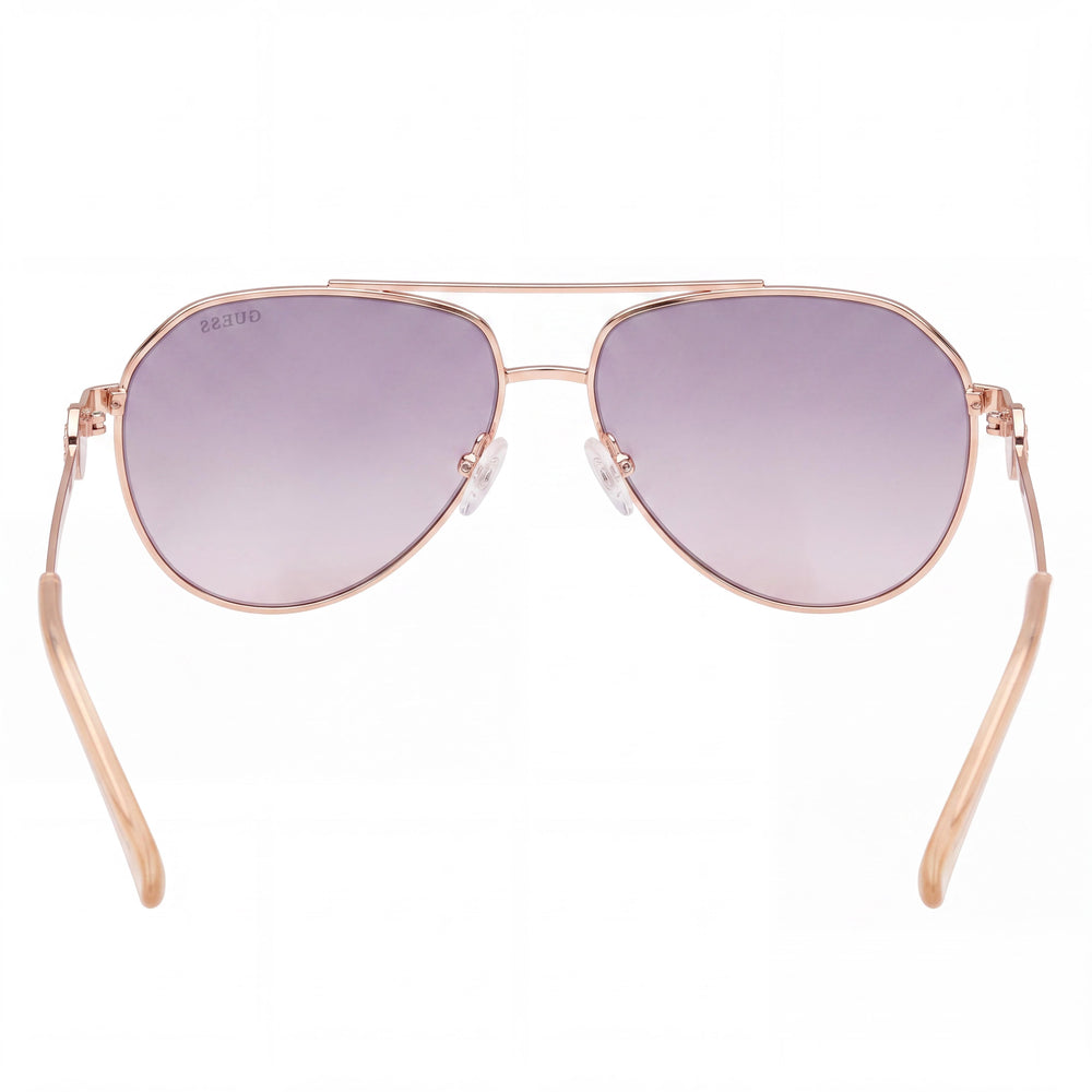 GUESS Protection Oversized Mosaic Aviator Rose Gold Plastic Frame and Lenses Sunglasses for Women 62mm