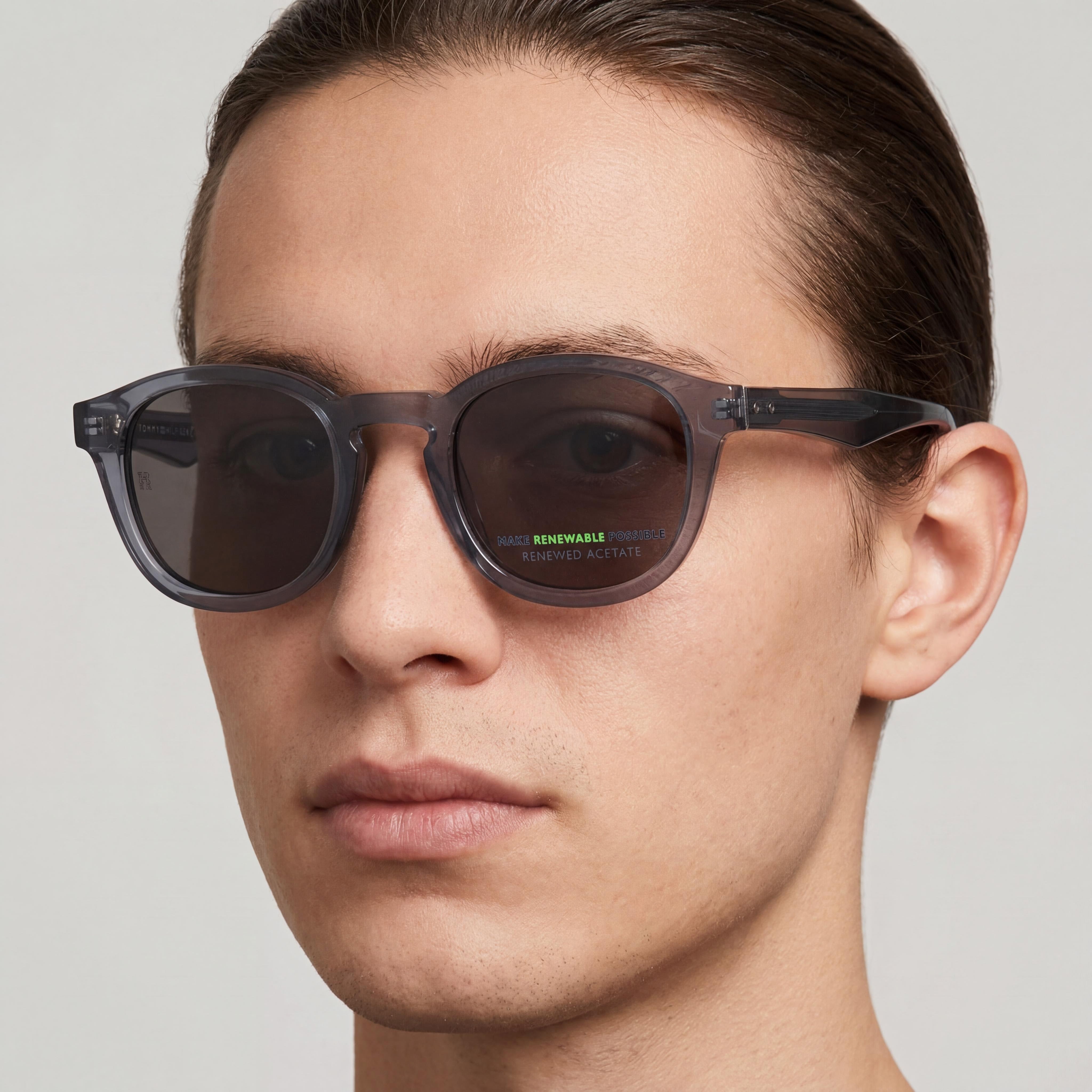 Tommy Hilfiger Modern Preppy Unisex Eco Acetate Blue Gray Black UV Protection Non-Polarized Sunglasses 49mm, Photo 5