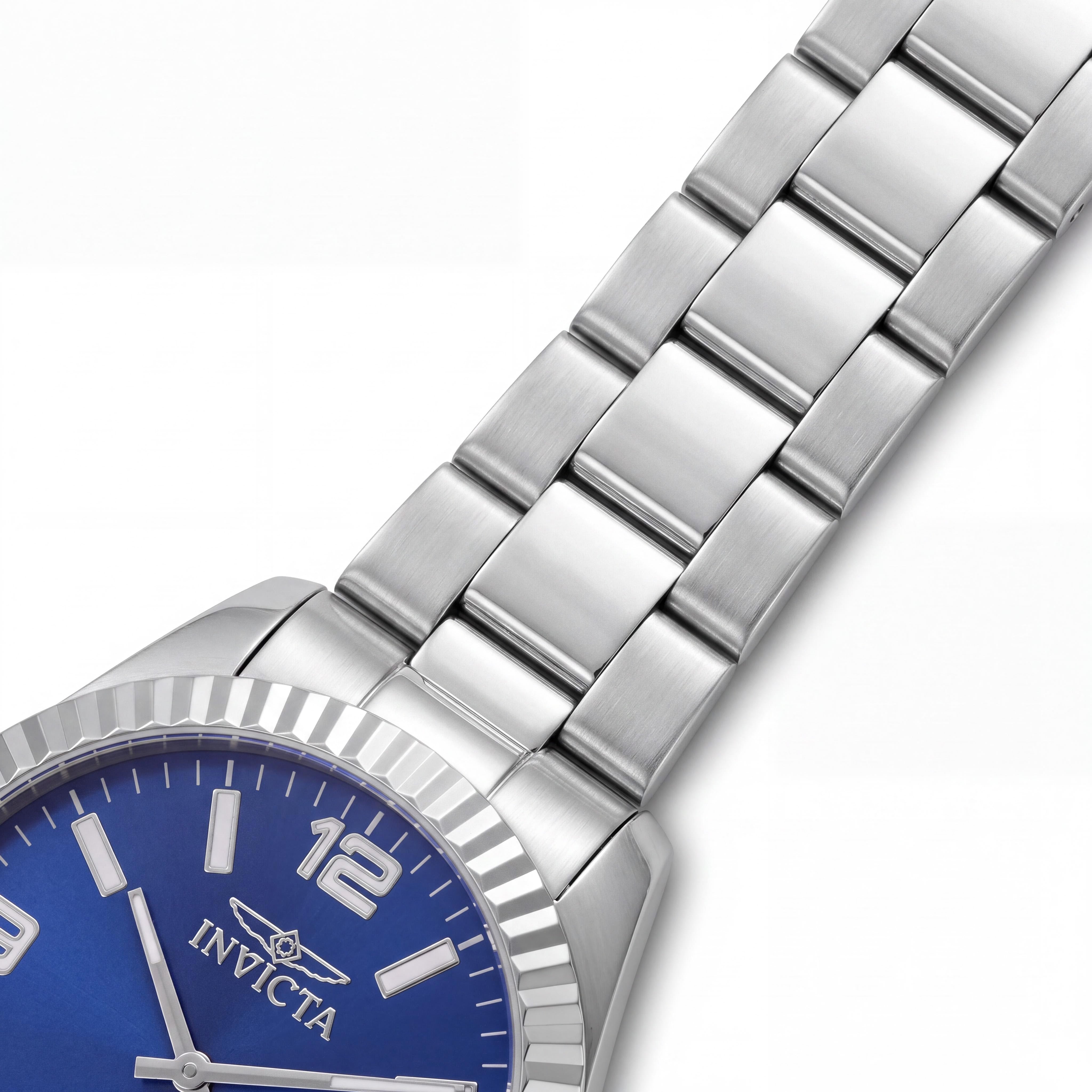Invicta Specialty 49382 Reloj unisex de cuarzo con correa de acero inoxidable plateada, esfera azul y resistencia al agua de 5 ATM 43mm, Photo 3