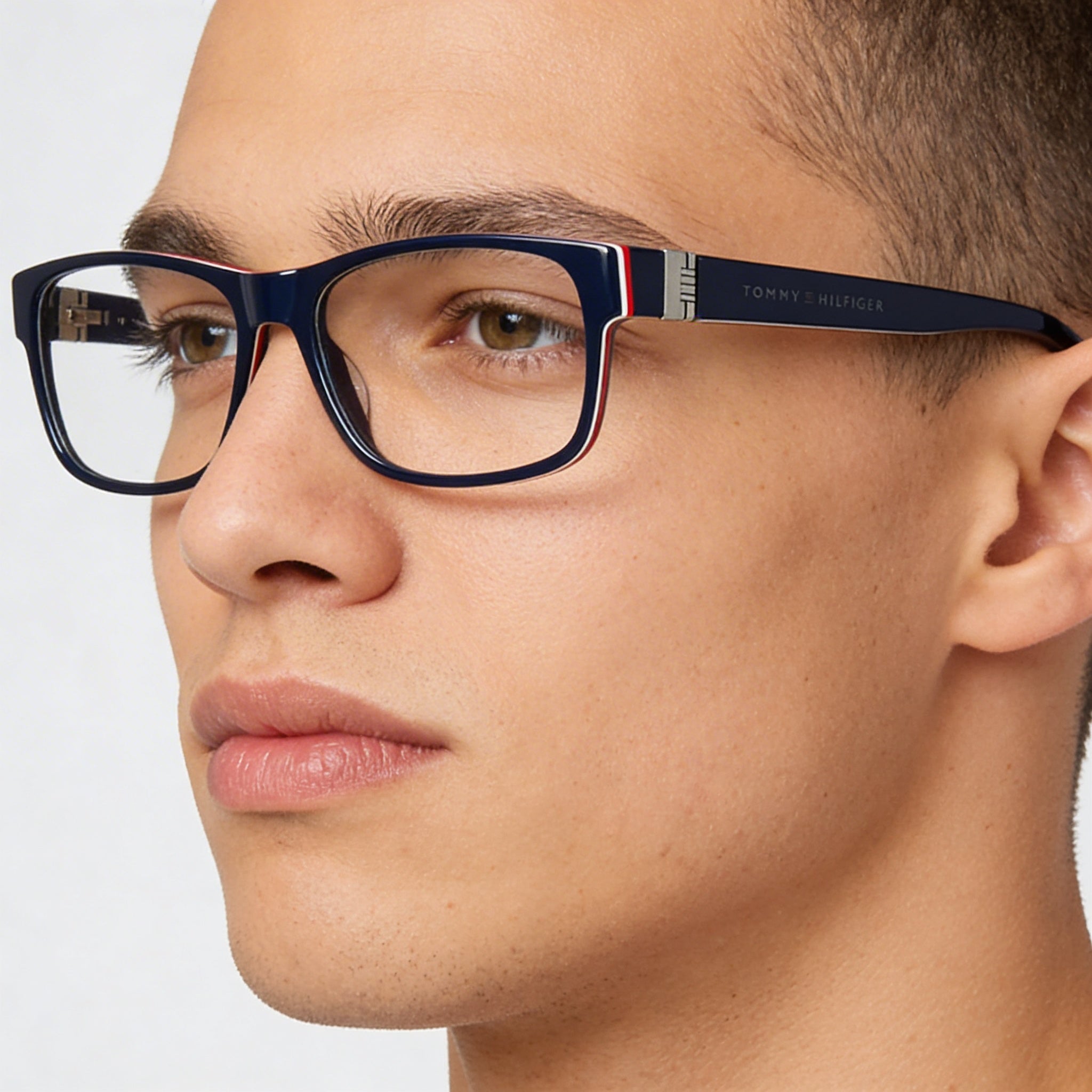 Tommy Hilfiger Modern Men's Blue Acetate Rectangle Full Rim Frame Eyeglasses 57-17-145mm, Photo 4