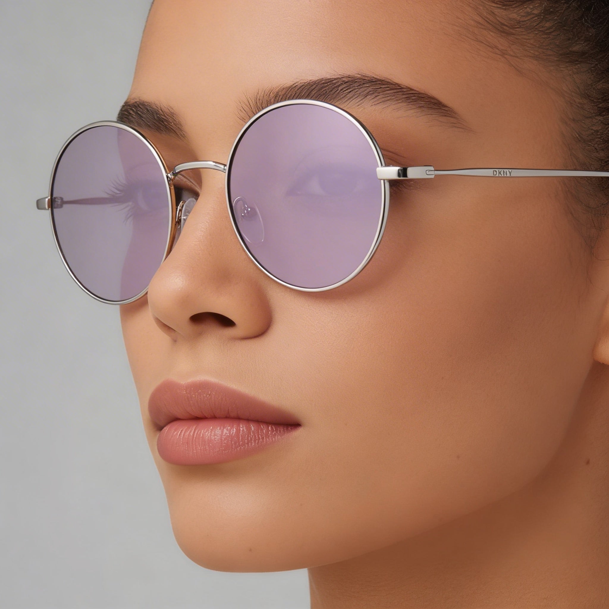 DKNY Women's Sunglasses Plastic Frame UV Protection Non-Polarized Silver Purple 47mm Lens, Photo 3