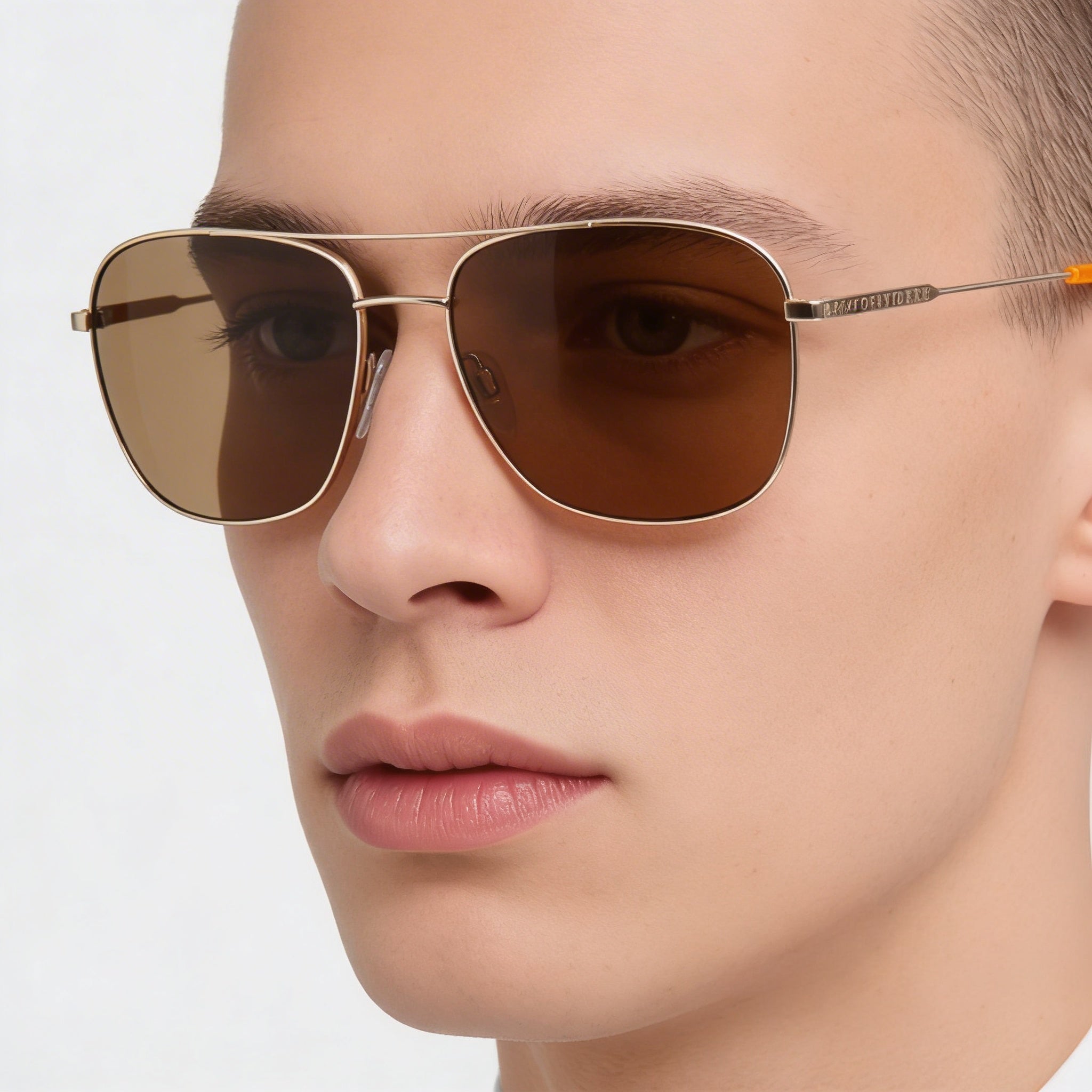DKNY Square Unisex Metal Gold Neon Orange Neon Orange Non-Polarized UV Protection 58mm Sunglasses, Photo 5