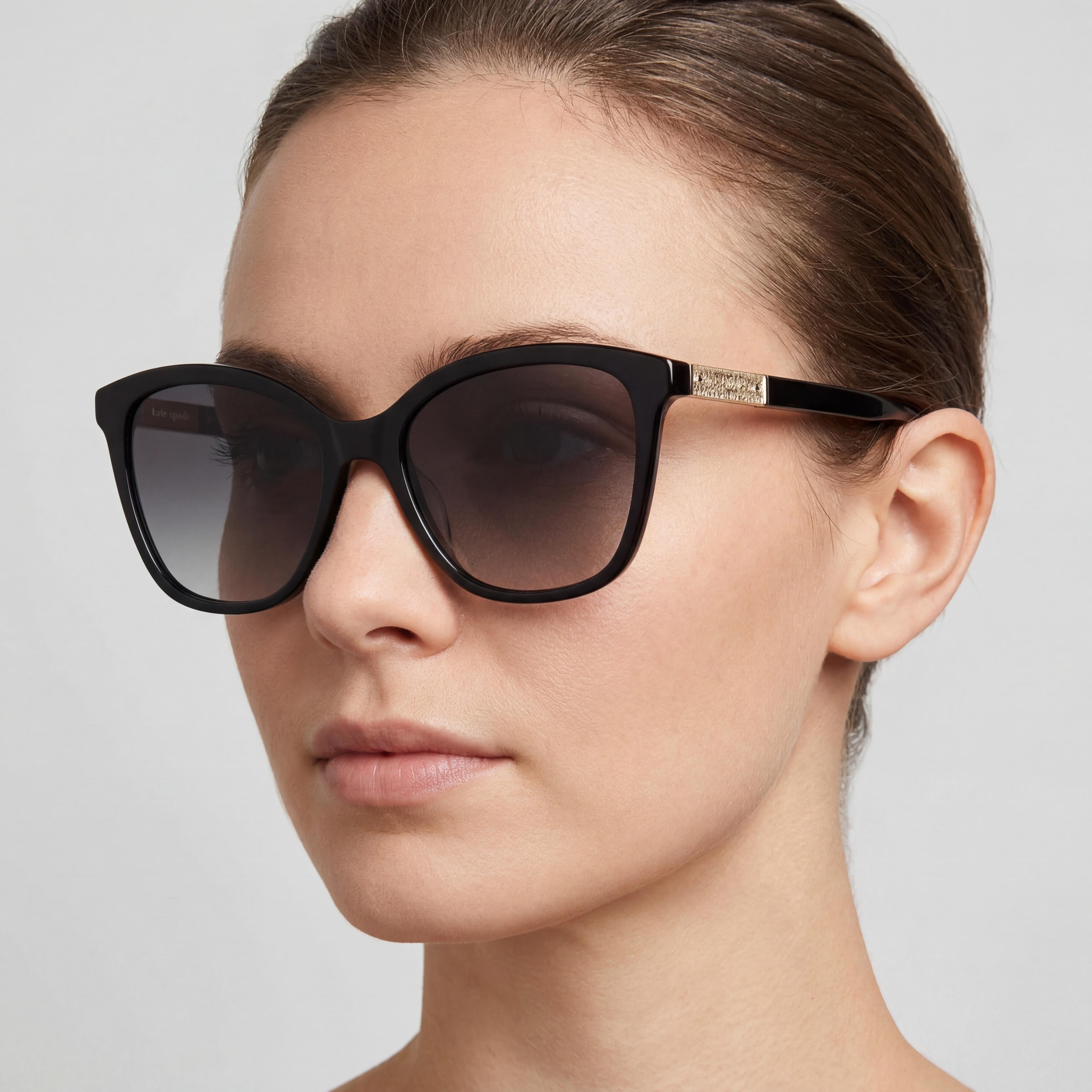 kate spade new york Reena/S Women's Acetate Frame Black 53mm Grey Shaded 100% UV Protection Sunglasses, Photo 5
