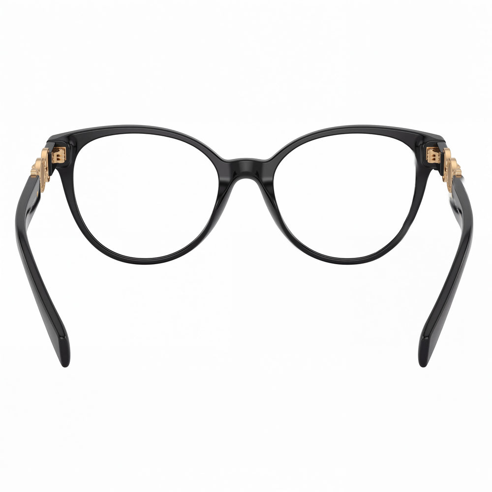 Gafas de mujer Versace Classic con montura de acetato negro y lentes de policarbonato transparente, 55 mm de ancho de lente