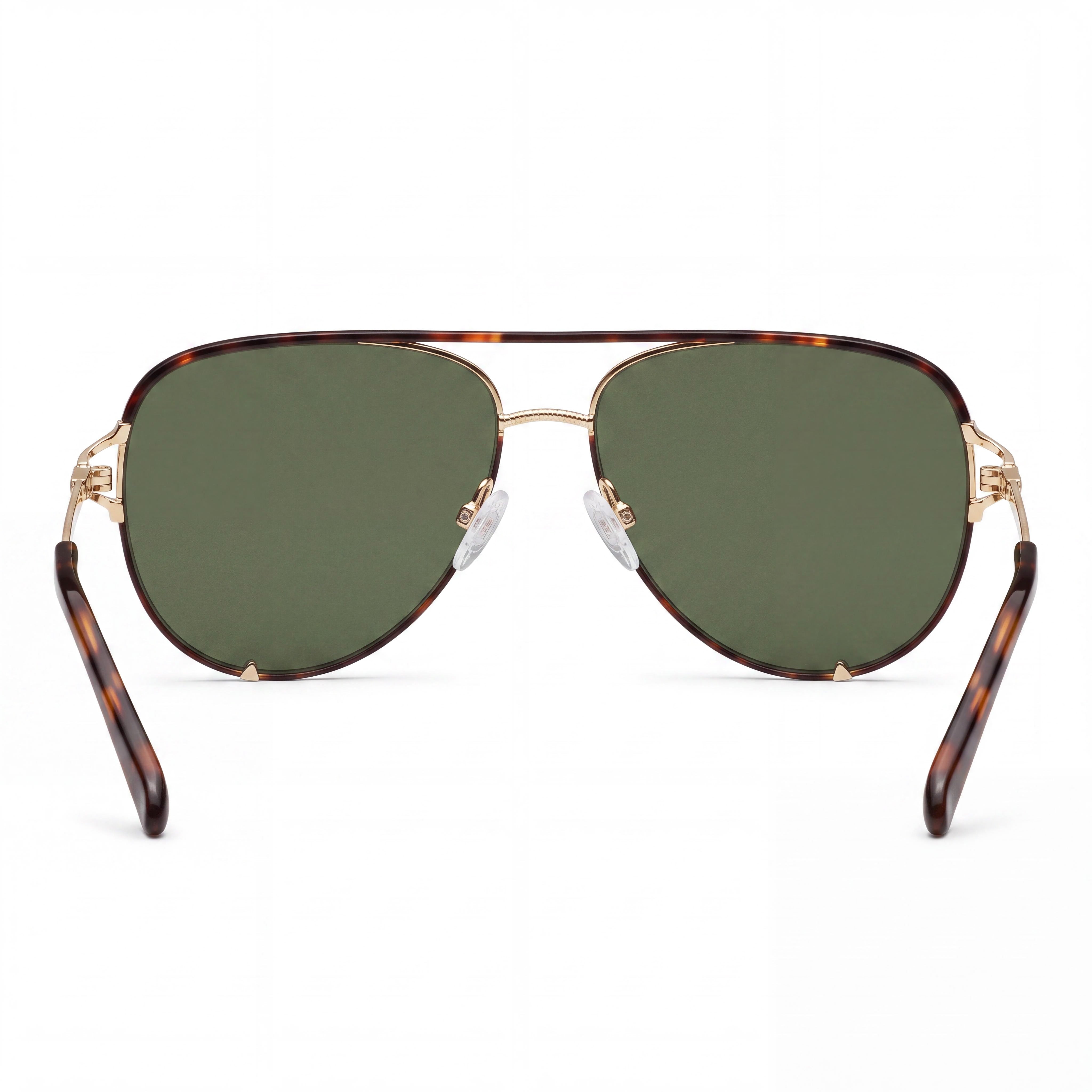 QUAY AUSTRALIA Women's HIGH KEY TWIST Aviator Sunglasses, Dark Tortoise Green Plastic Frame, Green UV Protection Lenses 60mm, Photo 3