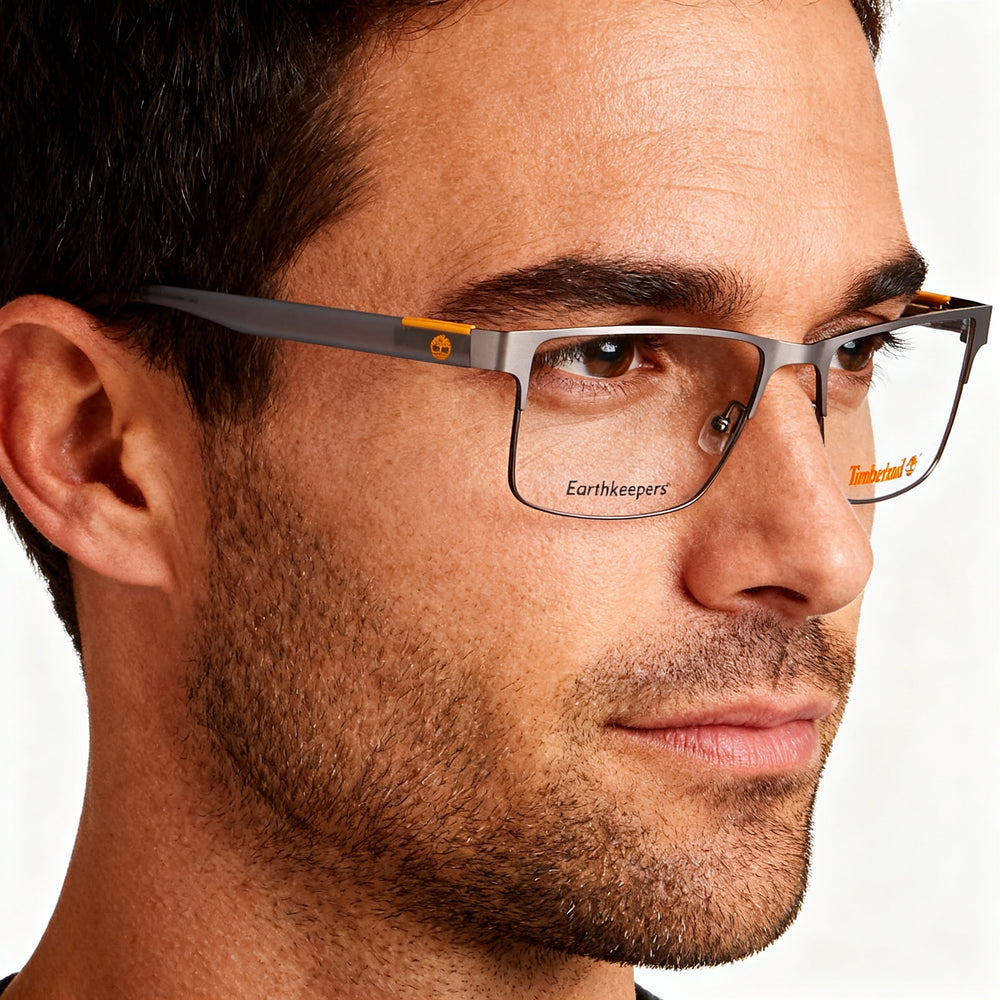 Timberland Comtemporary Men's Full Rim Rectangle Metal Eyeglasses Matte Dark Anthracite Silver 56-17-145