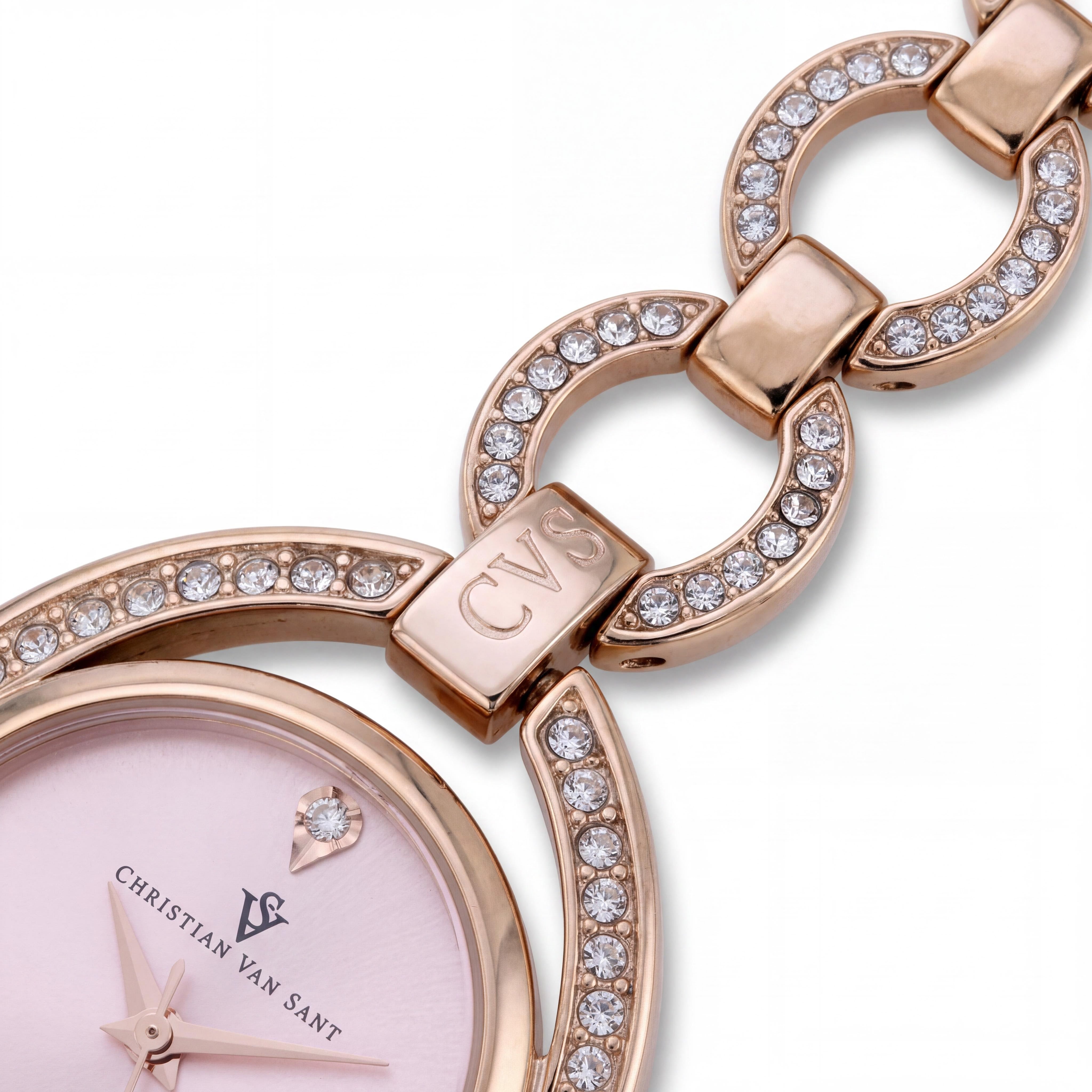 Christian Van Sant CV2936 Women's Rose Gold-Tone Stainless Steel Case & Bracelet Quartz Movement Water Resistant Watch, Photo 3