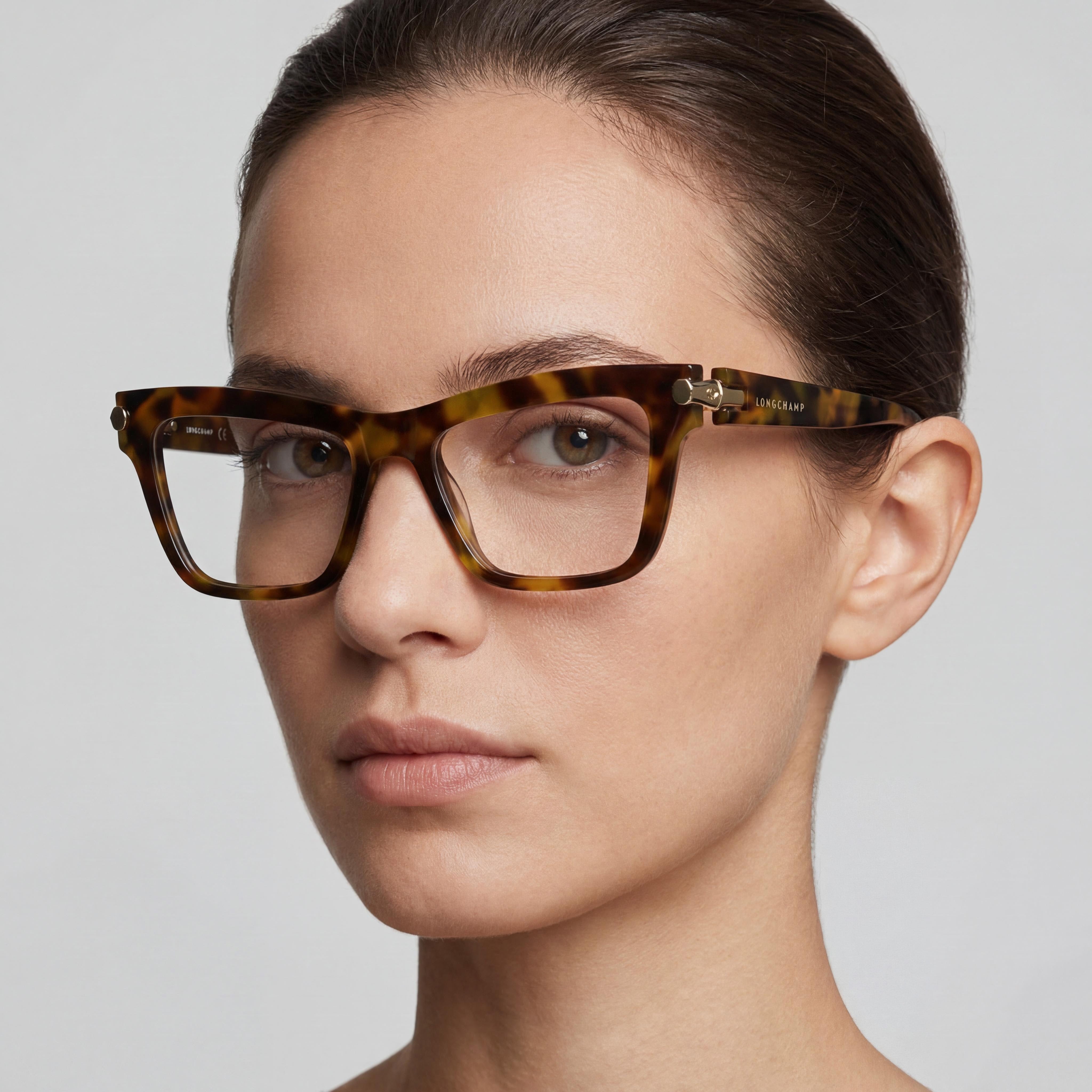 Montura de acetato Longchamp Lo2766 para mujer en color Marrón Verde Habana, 53 mm de ancho de lente, 17 mm de puente, Photo 5