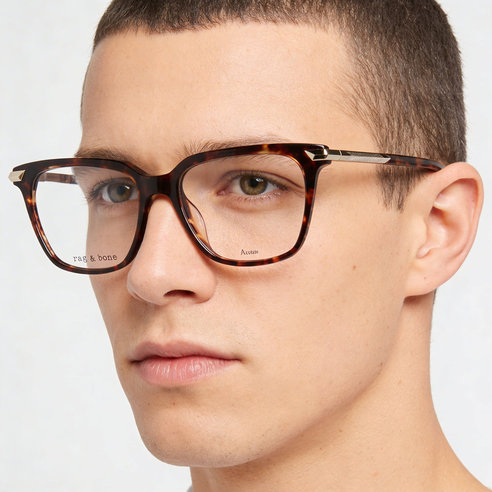 Gafas de sol Rag & Bone Modern para hombre, armazón de acetato azulviolhorn con lentes de policarbonato, ancho de lente 51 mm