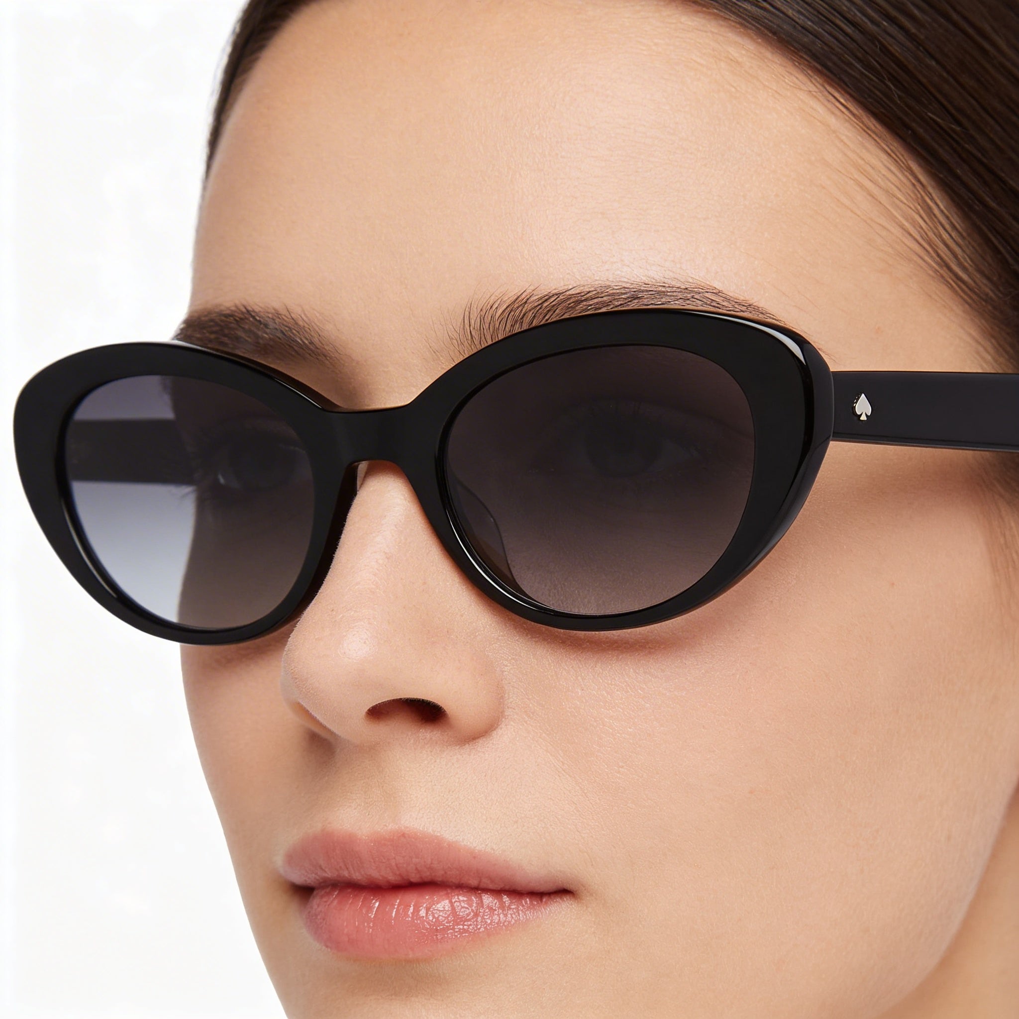 Gafas de sol de mujer Kate Spade New York Crystal/S Negras ECO ACETATE estilo Cat Eye con protección UV y cristales grises oscuros degradados 51mm, Photo 4