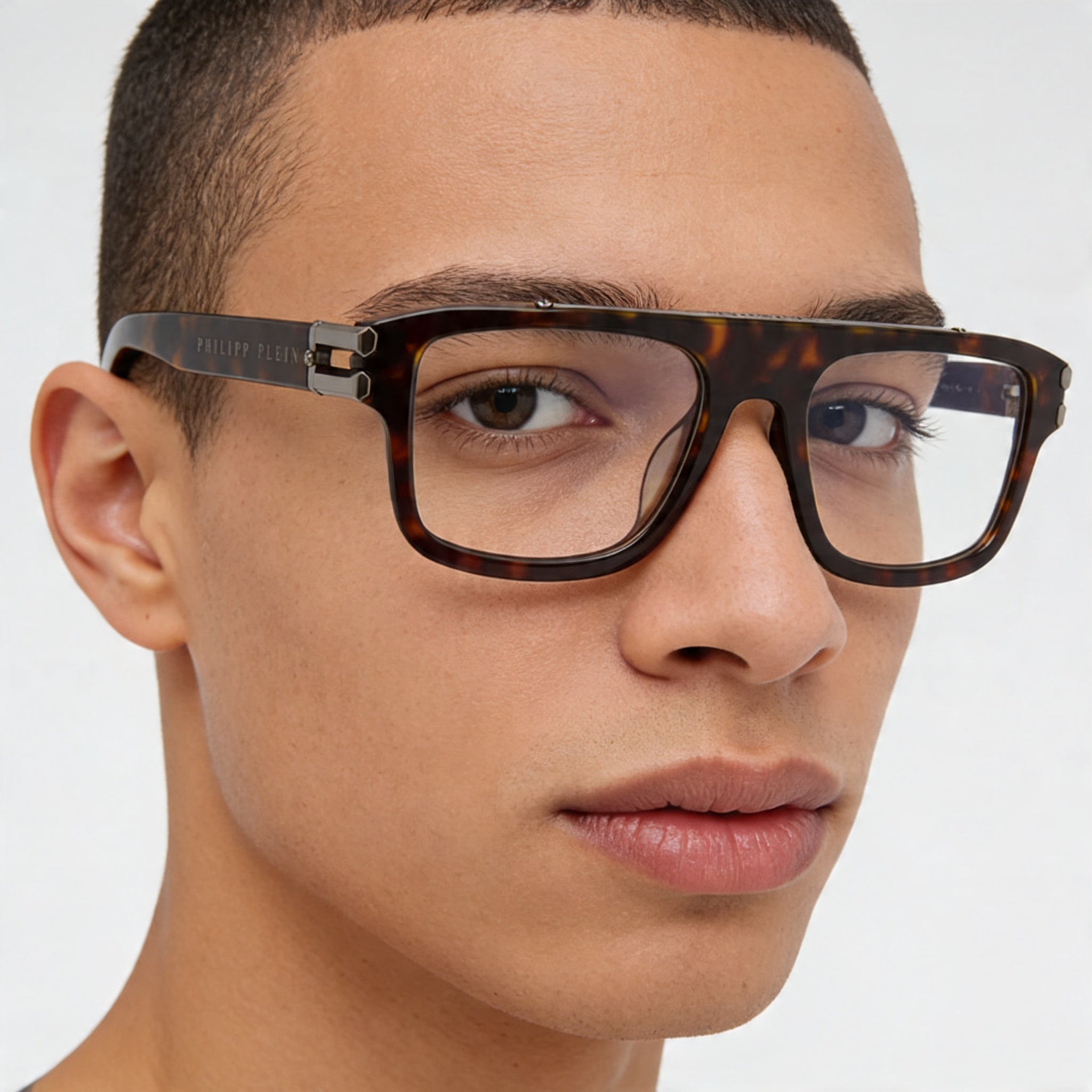Philipp Plein Browline VPP021M Unisex Plastic Eyeglasses Bright Dark Havana 53mm, Photo 4