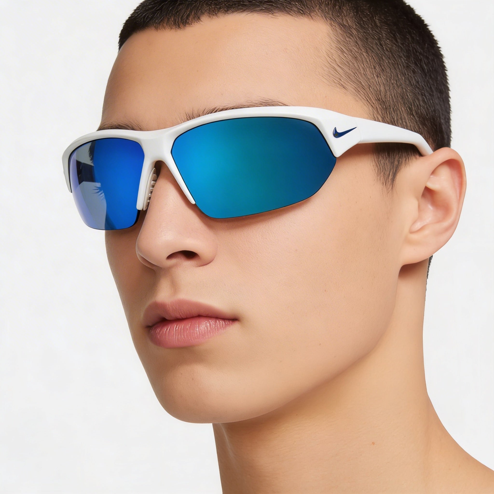 Gafas de sol Nike Baseball unisex de plástico gris rectangulares, con lentes de espejo azul no polarizadas y protección UV., Photo 5
