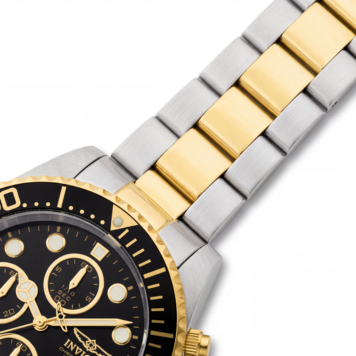 Invicta Men's Pro Diver 1772 Chronograph Luminous Two-Tone Gold Stainless Steel 200M Watch 43mm, Photo 2