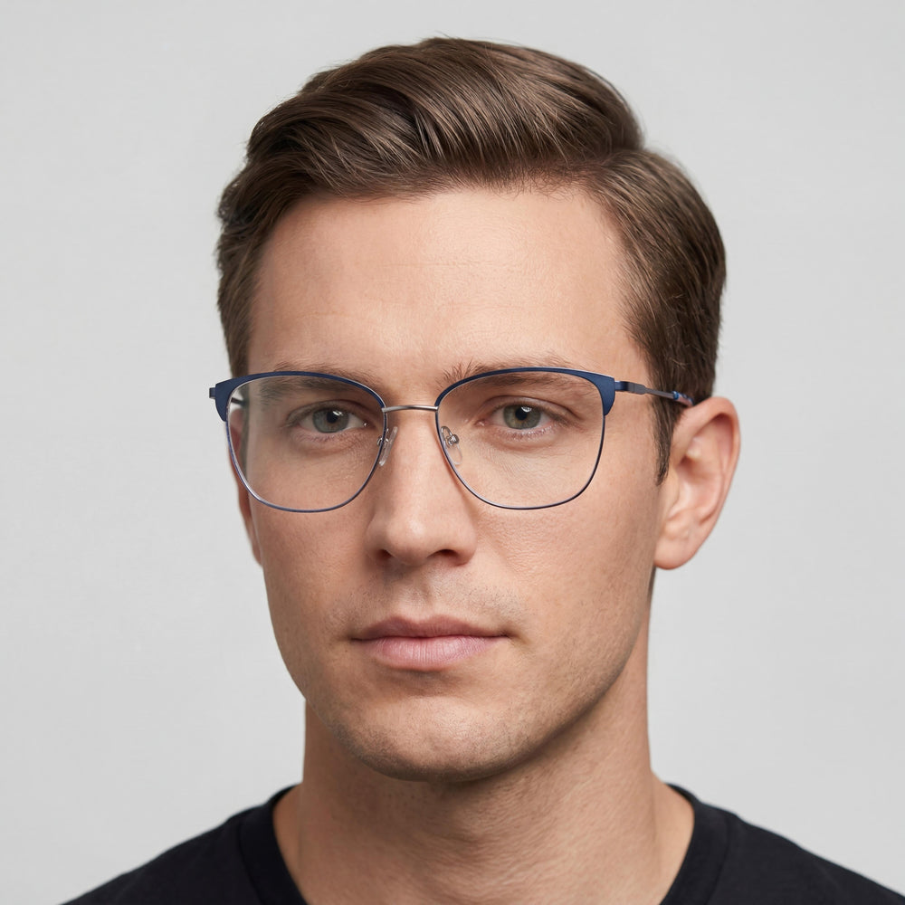Adensco Ad 251 Men's Blue Metal Optical Eyeglasses, Clear Polycarbonate Lenses 53-16-135