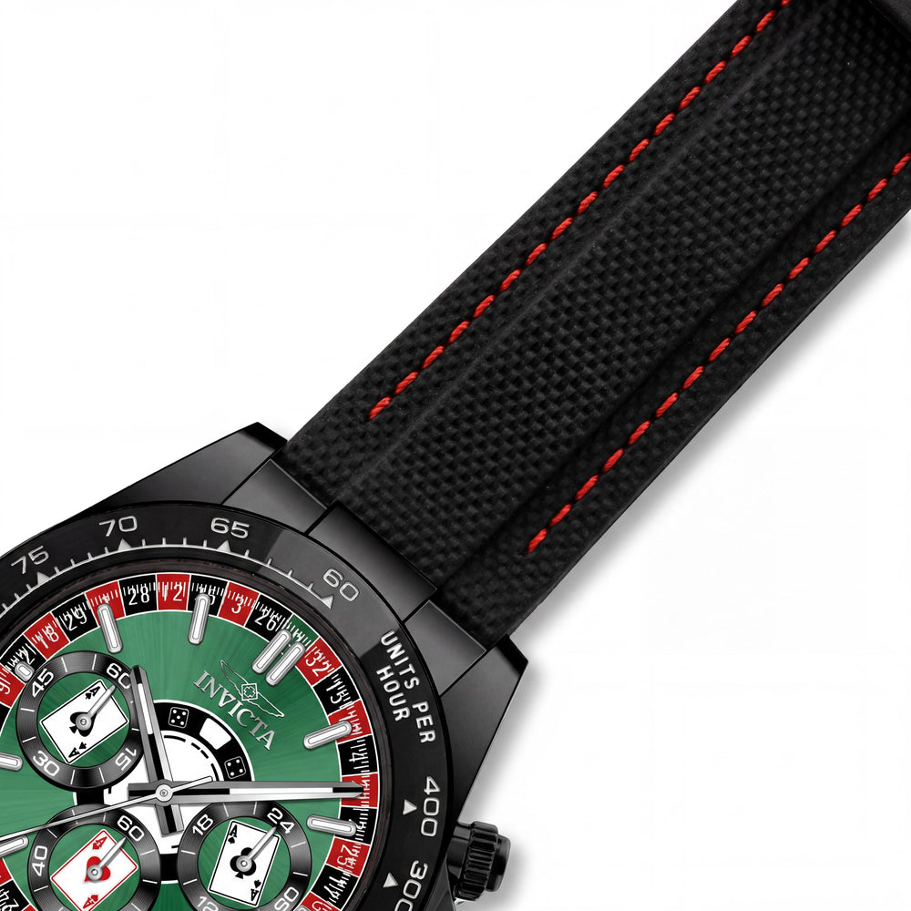 Invicta Speedway 50517 Reloj de cuarzo unisex con esfera verde, caja de acero inoxidable y correa de nylon, resistente al agua hasta 10 ATM, 40 mm