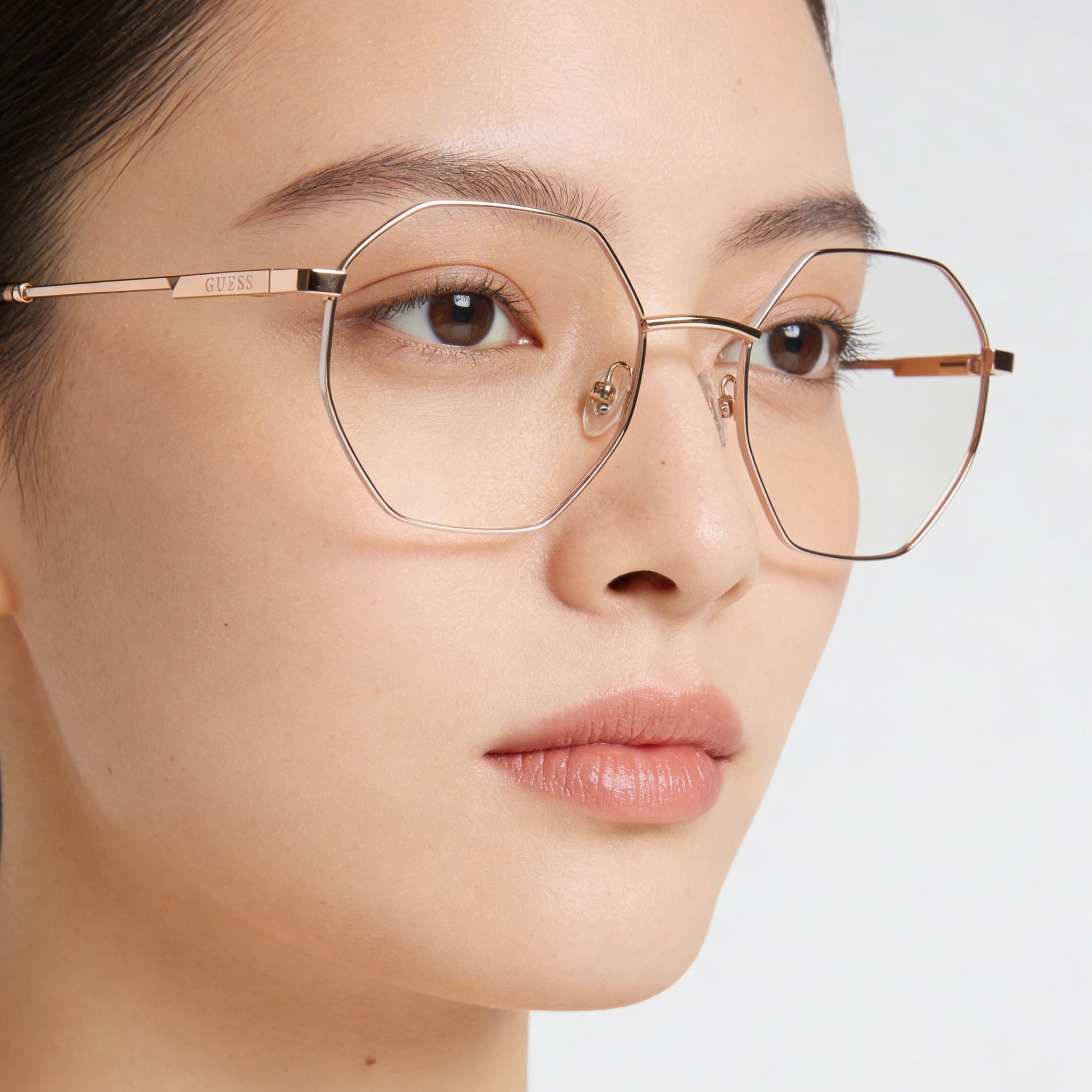 Guess GU2849 Women's Square Full Rim Metal Frame Eyeglasses Shiny Rose Gold 56-19-140mm, Photo 5