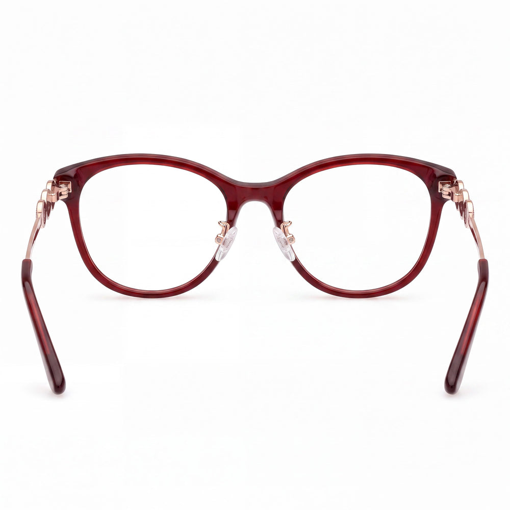 Gafas GUESS Classic para hombre, montura de plástico en burdeos brillante y oro rosa, sin lentes, ancho de lente de 52 mm