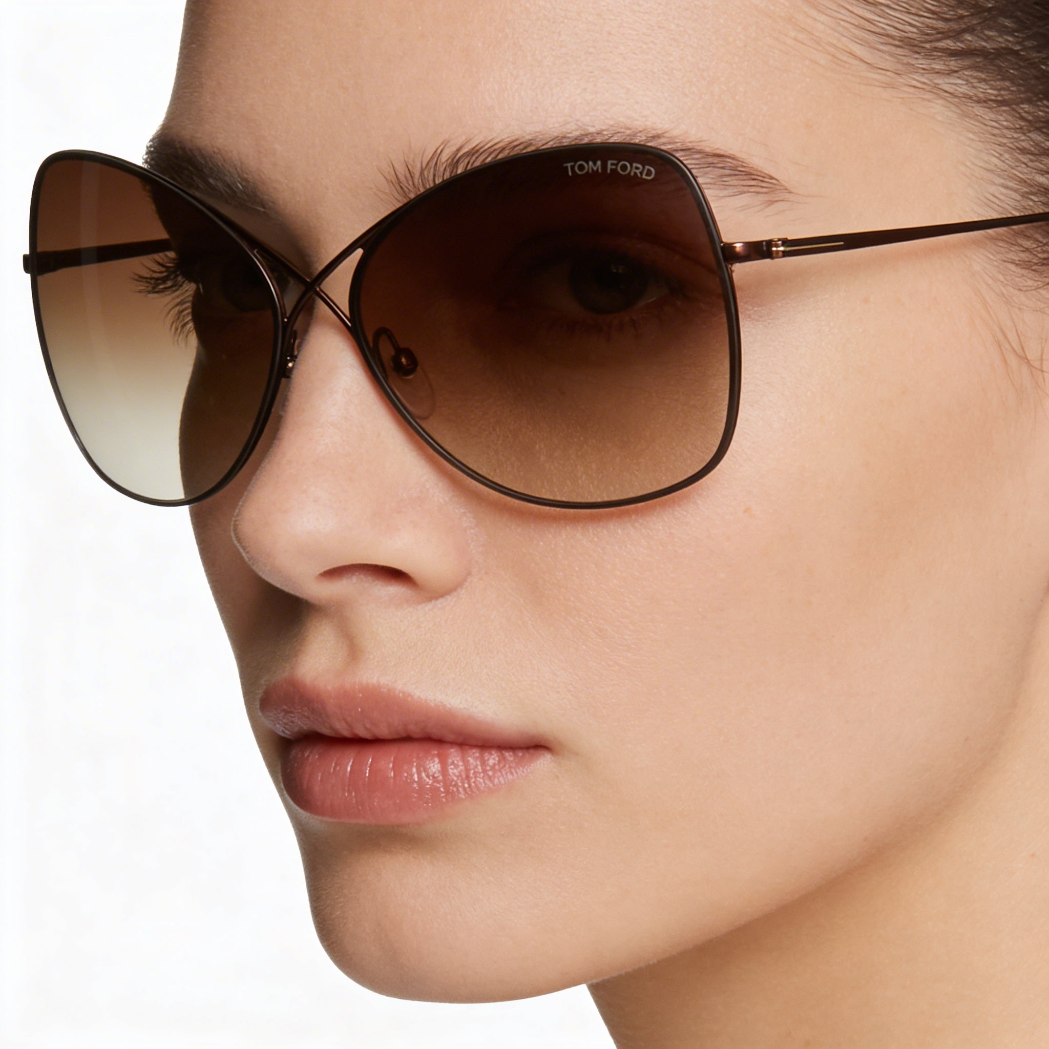 Gafas de sol unisex Tom Ford FT0250 Colette, acetato brillante marrón oscuro, lentes marrones degradadas, protección UV, 63mm, Photo 4