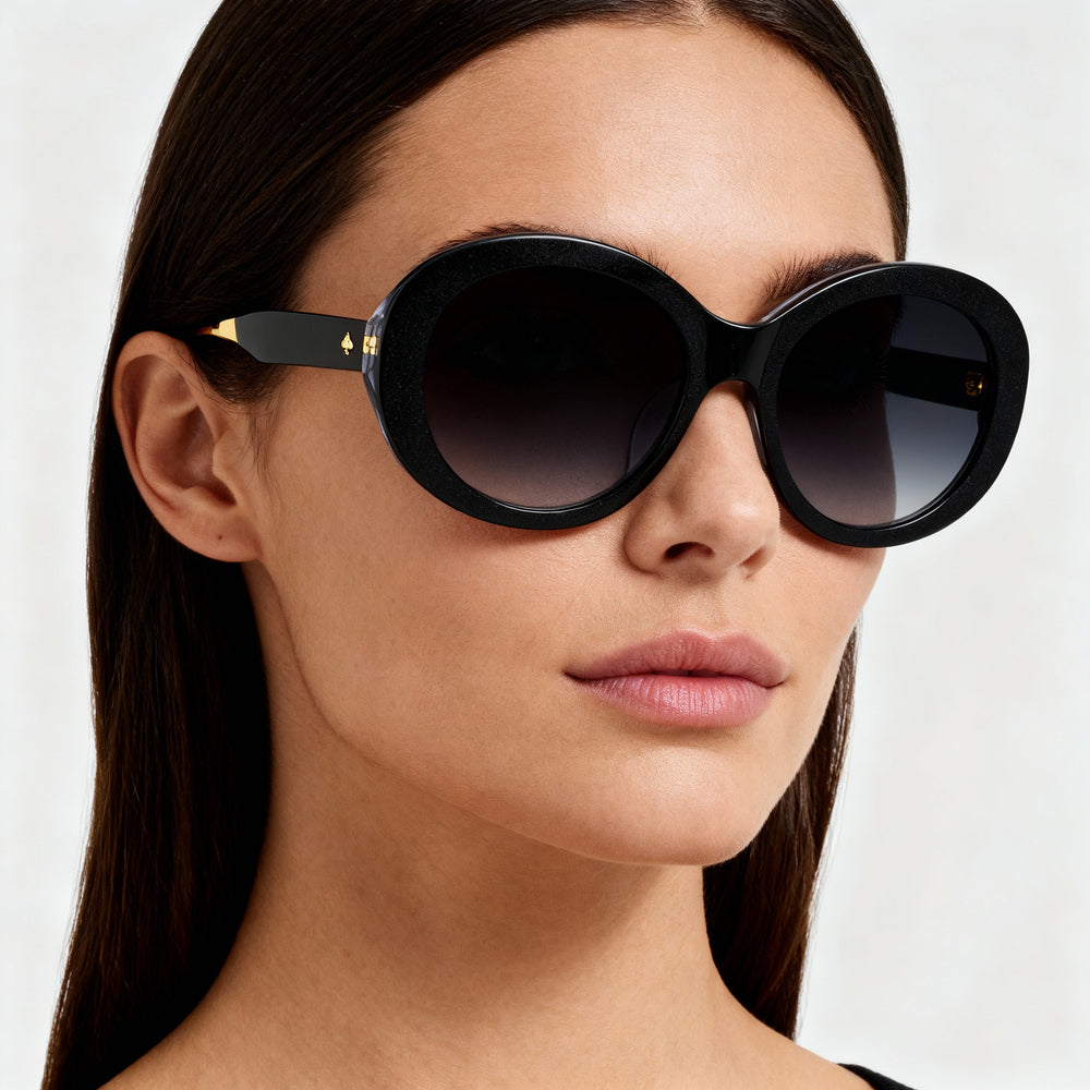 kate spade new york Avah/F/S Women's Black Grey Acetate Non-Polarized Grey Shaded UV Protected Sunglasses 56mm