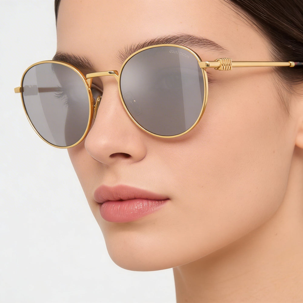 Gafas de sol polarizadas RX con montura metálica multicolor para mujer de Miu Miu, con efecto espejo gris claro y plateado, 100 % UV
