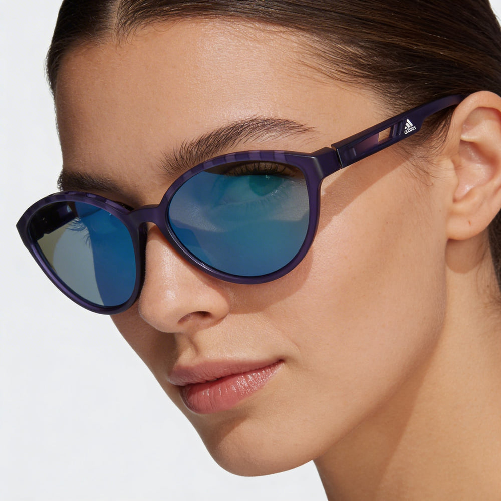 Adidas Women's Modern Matte Violet Plastic Frame Grey Polarized UV Protection Sunglasses 61mm