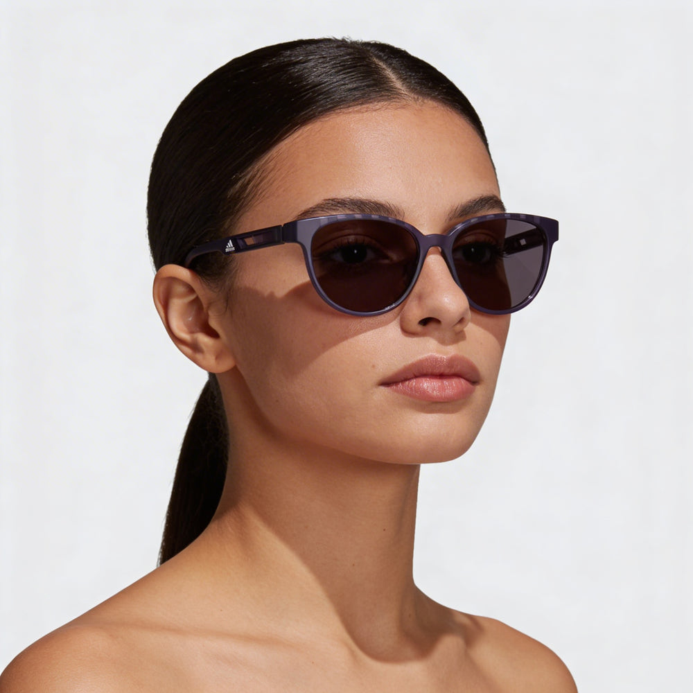Adidas Sp0021 Women's Sunglasses with Matte Violet Plastic Frame and Violet Plastic Lenses 55mm
