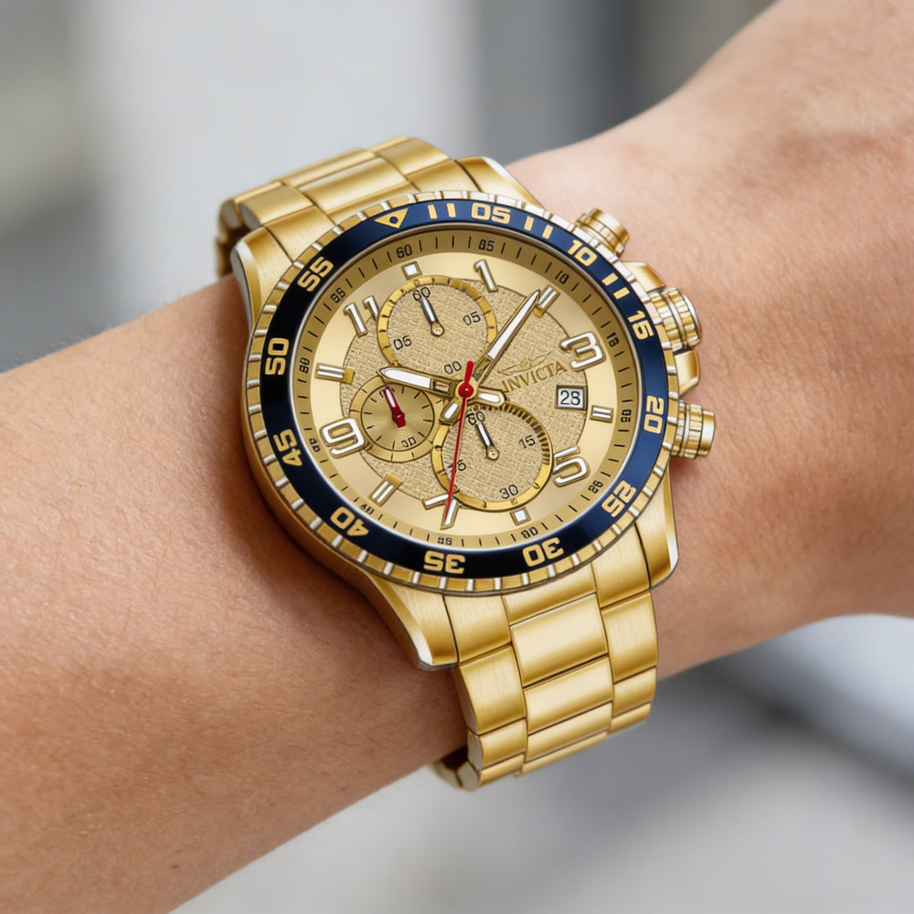 Invicta Specialty 49095 Men's Gold 45mm Quartz Stainless Steel Bracelet Watch Water Resistant