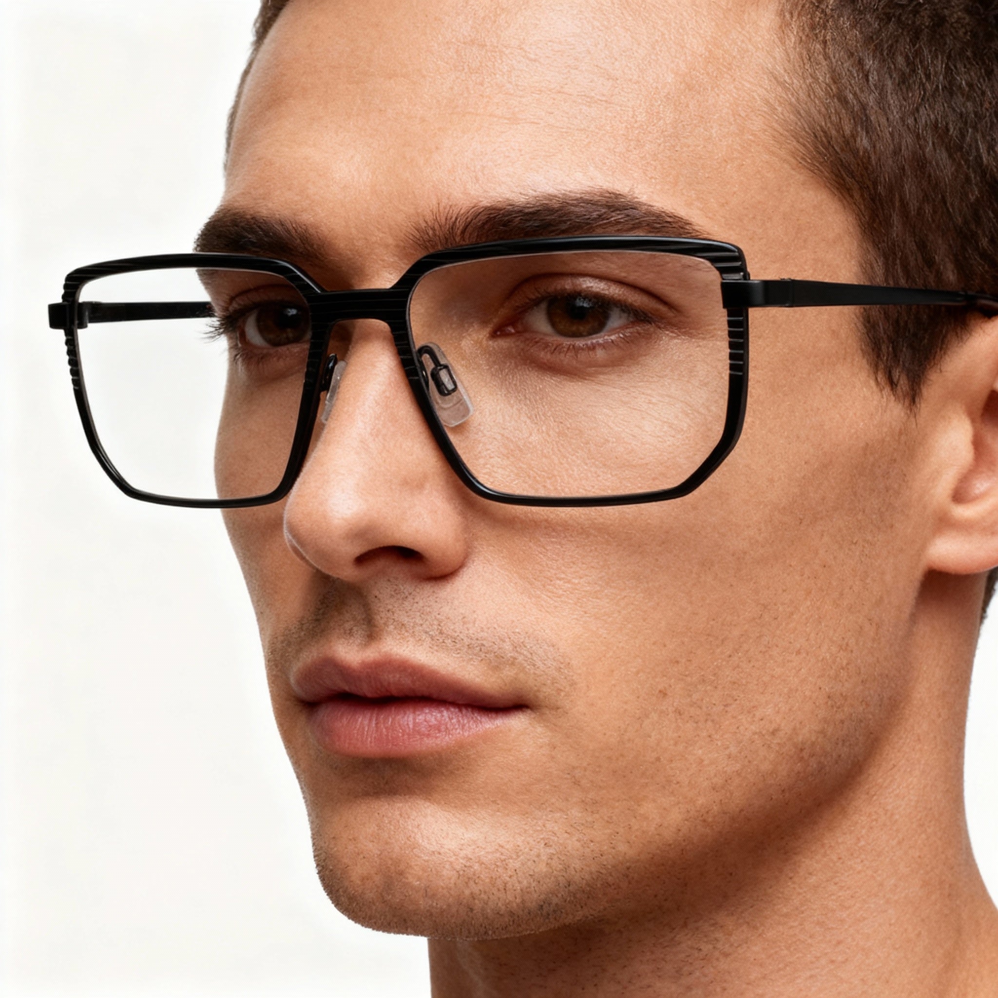 MCALLISTER Mc4531 Men’s Black Metal Rectangle Optical Eyeglasses with Polarized Clear Lenses 55-17-145, Photo 5