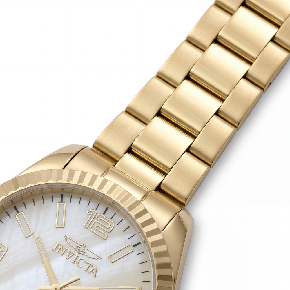 Invicta Specialty 50127 Reloj de cuarzo de acero inoxidable dorado para hombre, esfera de nácar, 43 mm