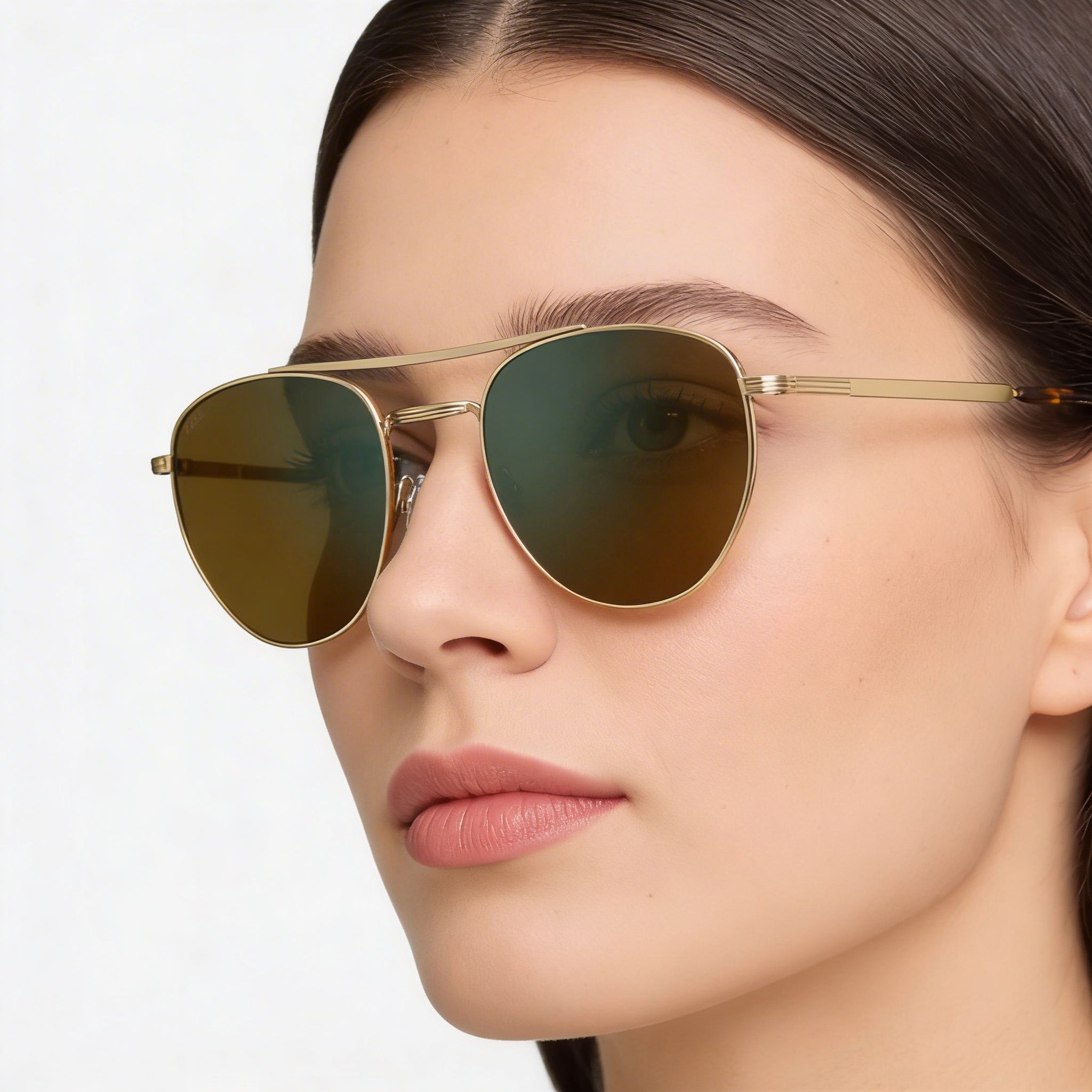 Hugo Boss Modern Women's Stainless Steel Black Gold Sunglasses with Green Lenses, 100% UV Protection, 53mm, Photo 4