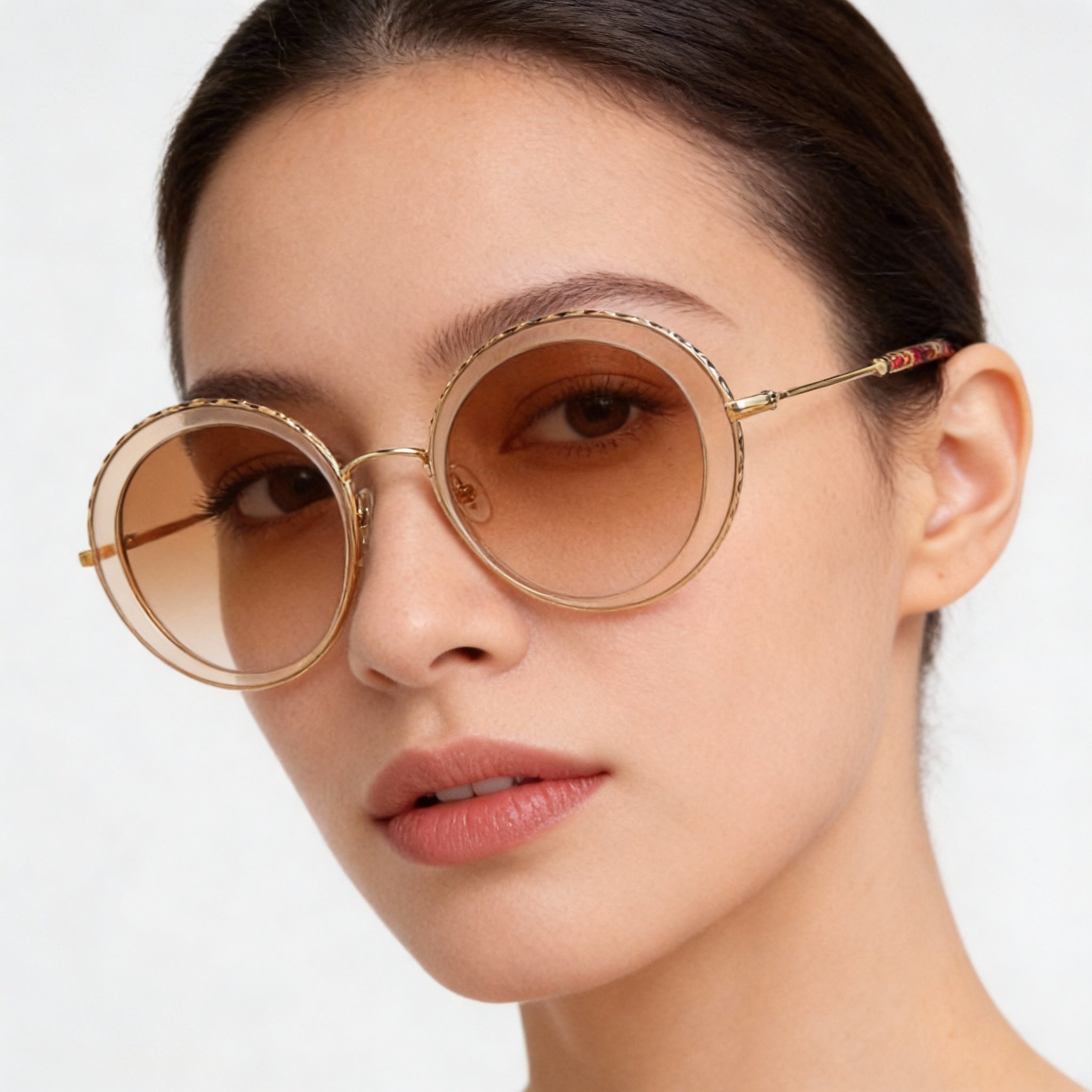 Gafas de sol Missoni Modern para mujer, de acero inoxidable, sin polarizar, con protección UV, color arena, rojo dorado, 49.6-23-145, Photo 5