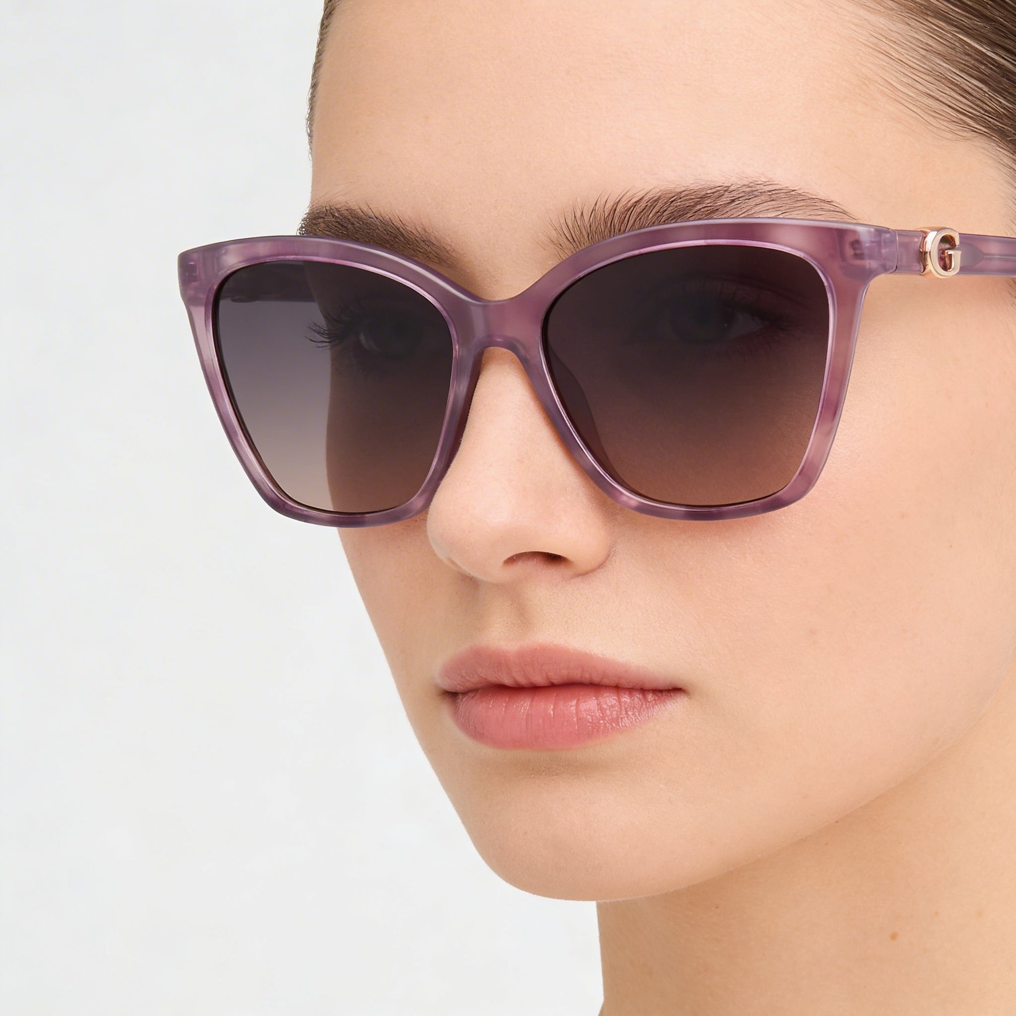 GUESS Gu00191 Gafas de sol de mujer violeta Habana, lentes de espejo degradadas violeta, UV 400, 56 mm, Photo 4