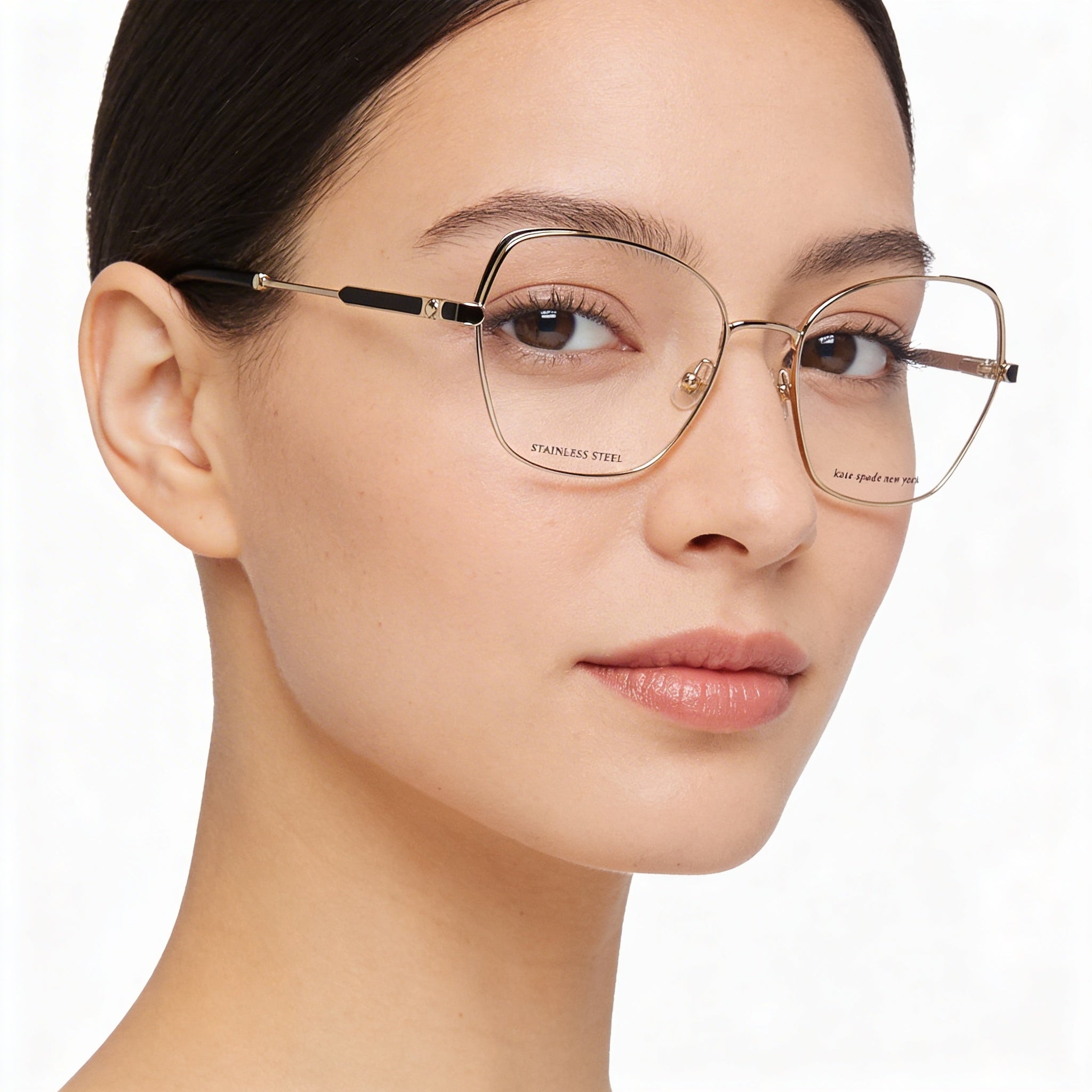 Kate Spade New York Zeena/G Women's Gold Black Stainless Steel Clear Demo Lenses Prescription Ready 54mm, Photo 4