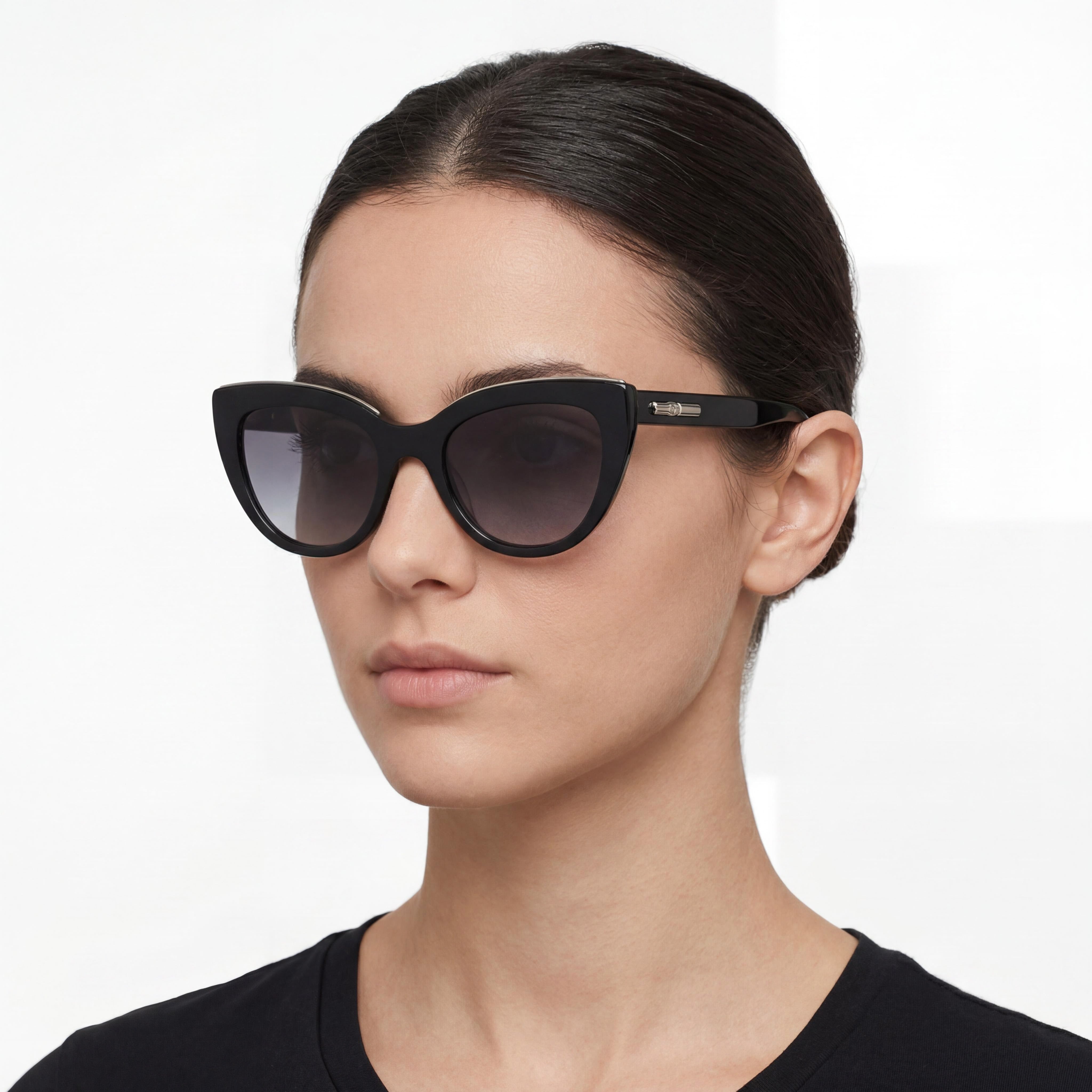 Gafas de sol Longchamp LO686S para mujer, estilo ojo de gato, de acetato negro, lentes grises no polarizadas con protección UV, 51 mm, Photo 4