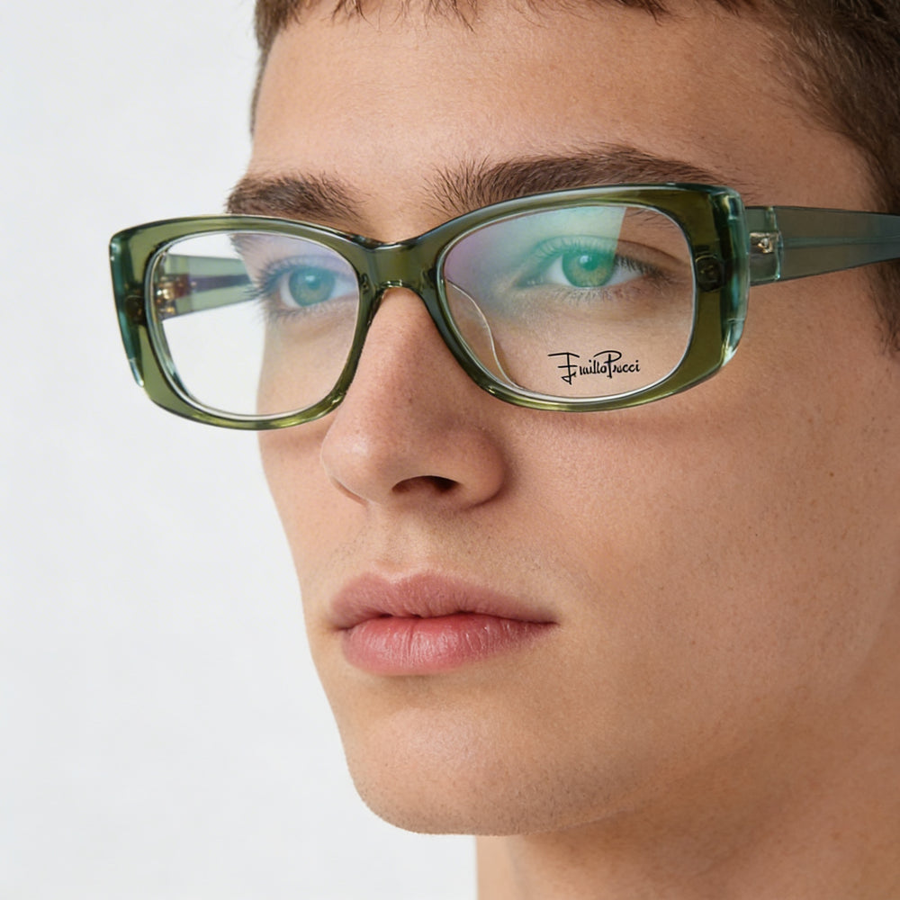 Emilio Pucci 2672_340 Unisex Eyewear Frame, crafted from Green Clear Plastic, featuring a 52mm Lens Width