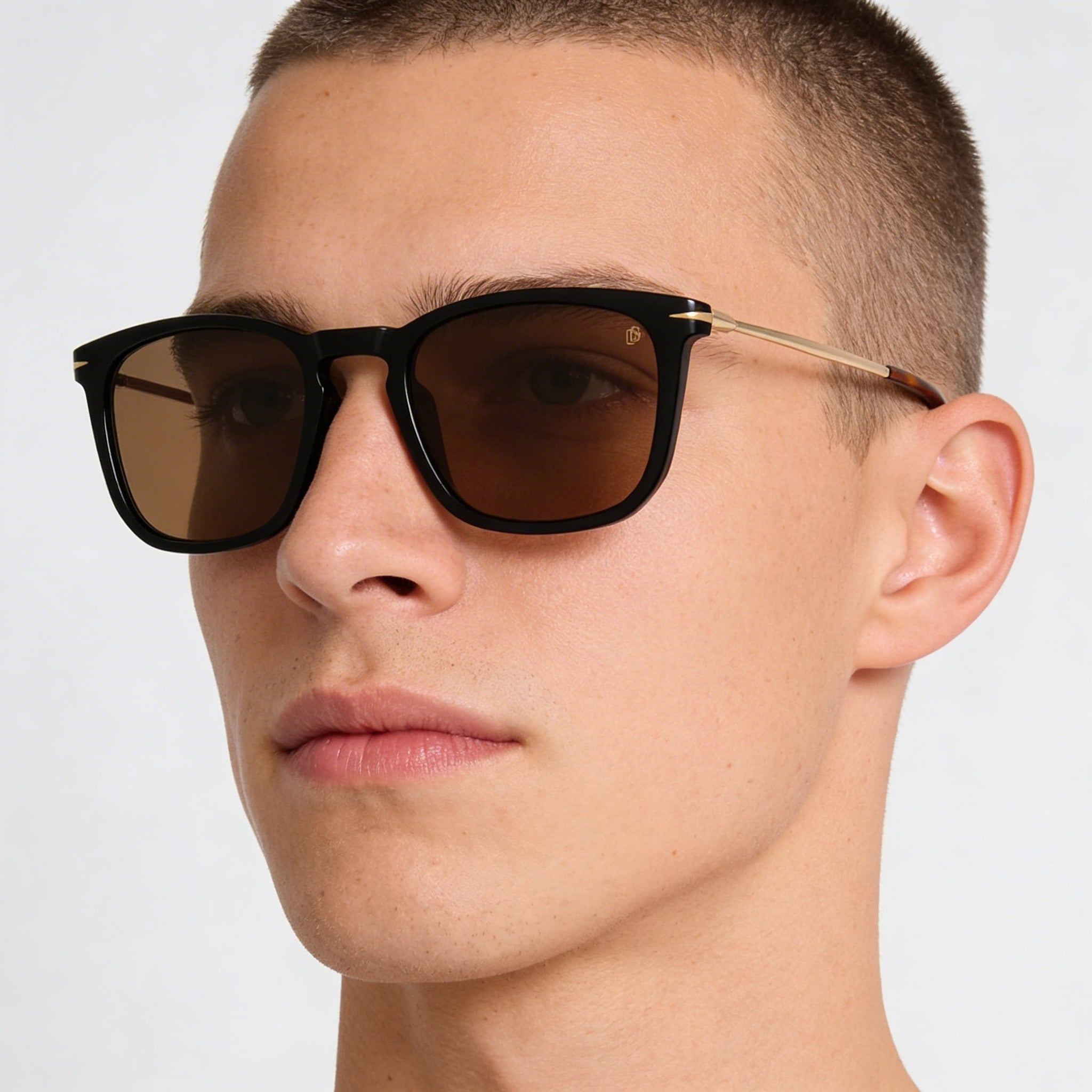 Gafas de sol David Beckham DB 1034/S unisex, casuales, de plástico, armazón negro y dorado, protección UV, no polarizadas, 53 mm, Photo 4