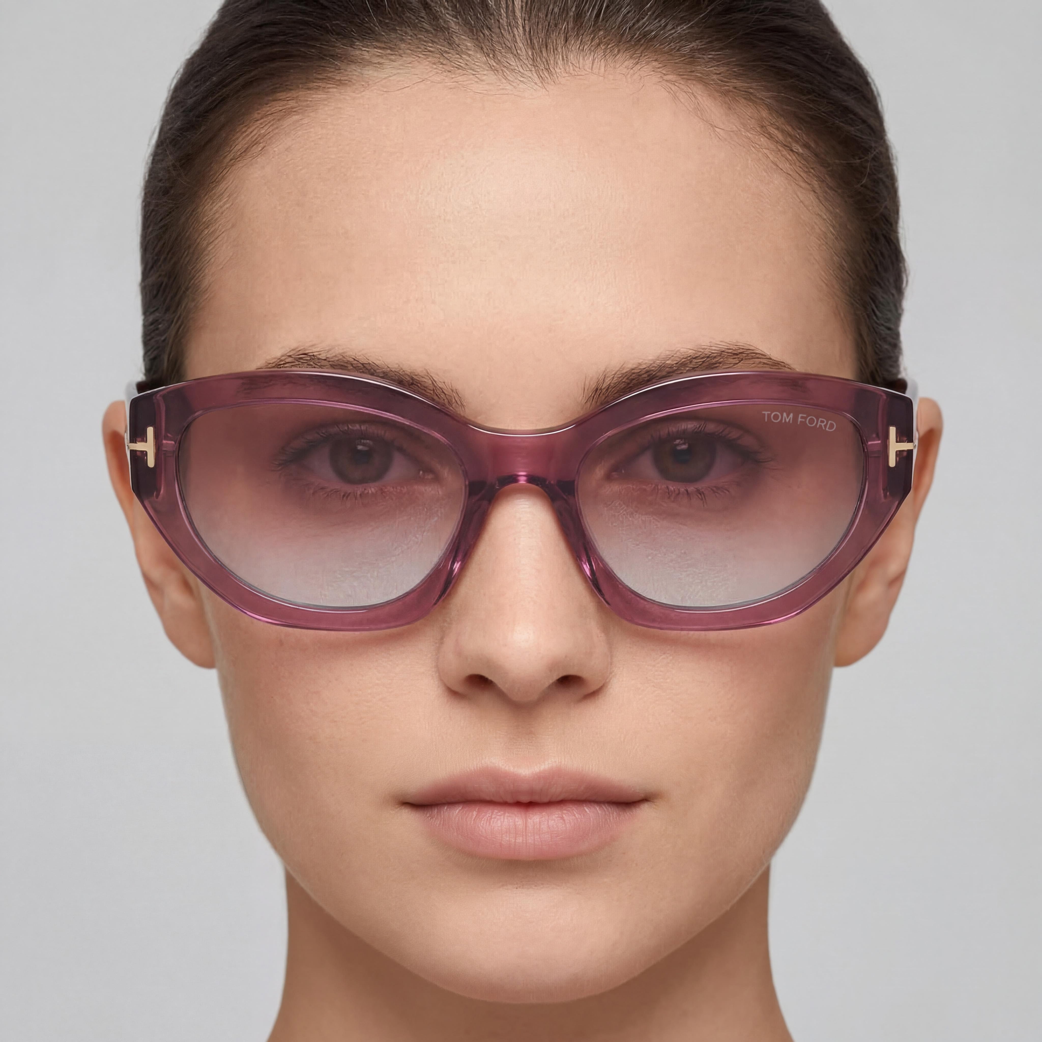 Tom Ford Penny FT1086 Women's Cat Eye Transparent Pink Plastic Frame Pink Gradient 100% UV Protection Sunglasses 55mm, Photo 4