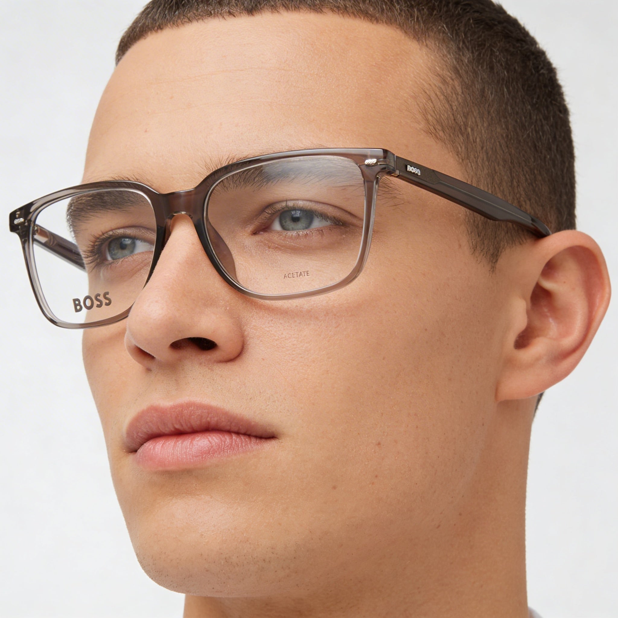 Hugo Boss Audio Systems Modern Men's Transparent Brown Acetate Frame Polycarbonate Brown Lens 55mm Eyewear, Photo 5