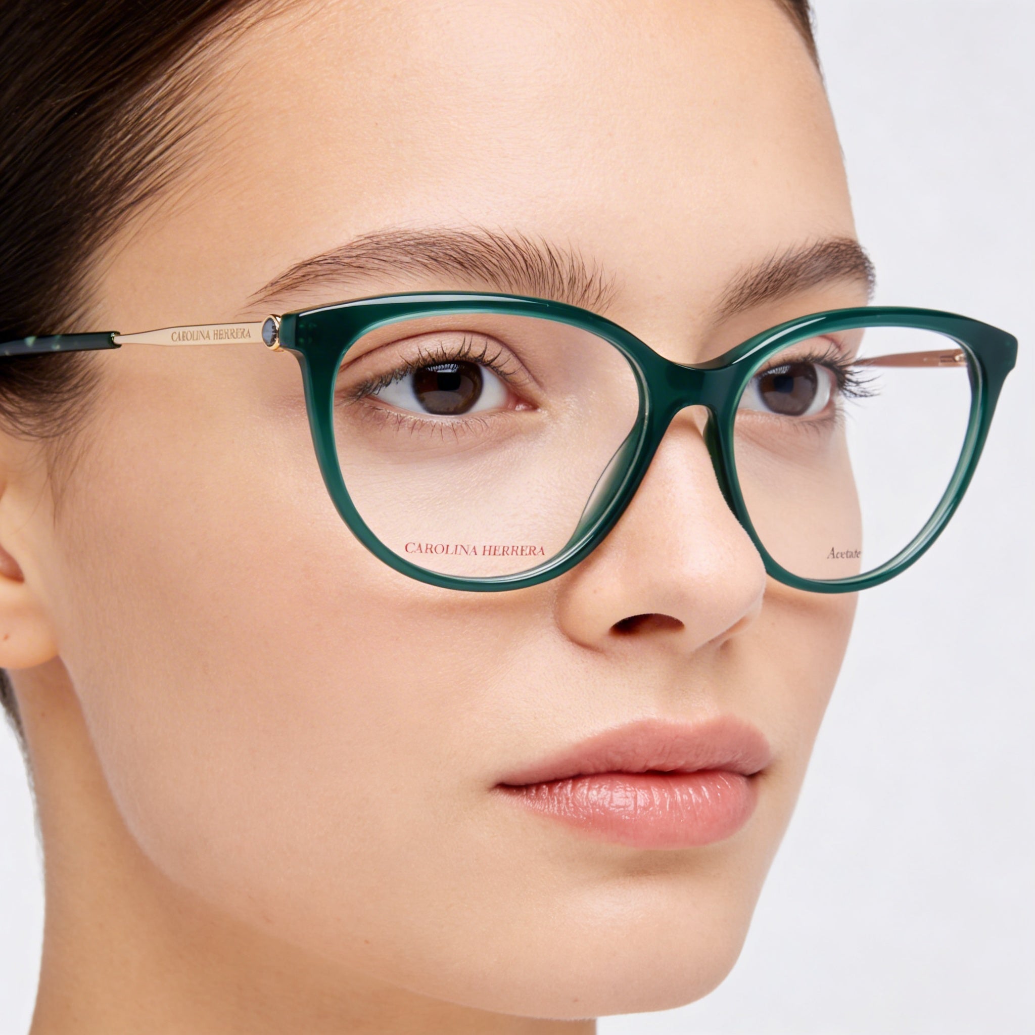 Carolina Herrera Her 0196 Women's Green Plastic Frame Non-Polarised Clear Lens Eyewear 55-15-145, Photo 3